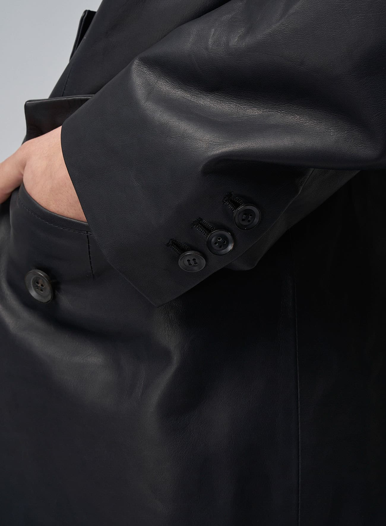 LEATHER SUIT JACKET WITH TAB DETAILS