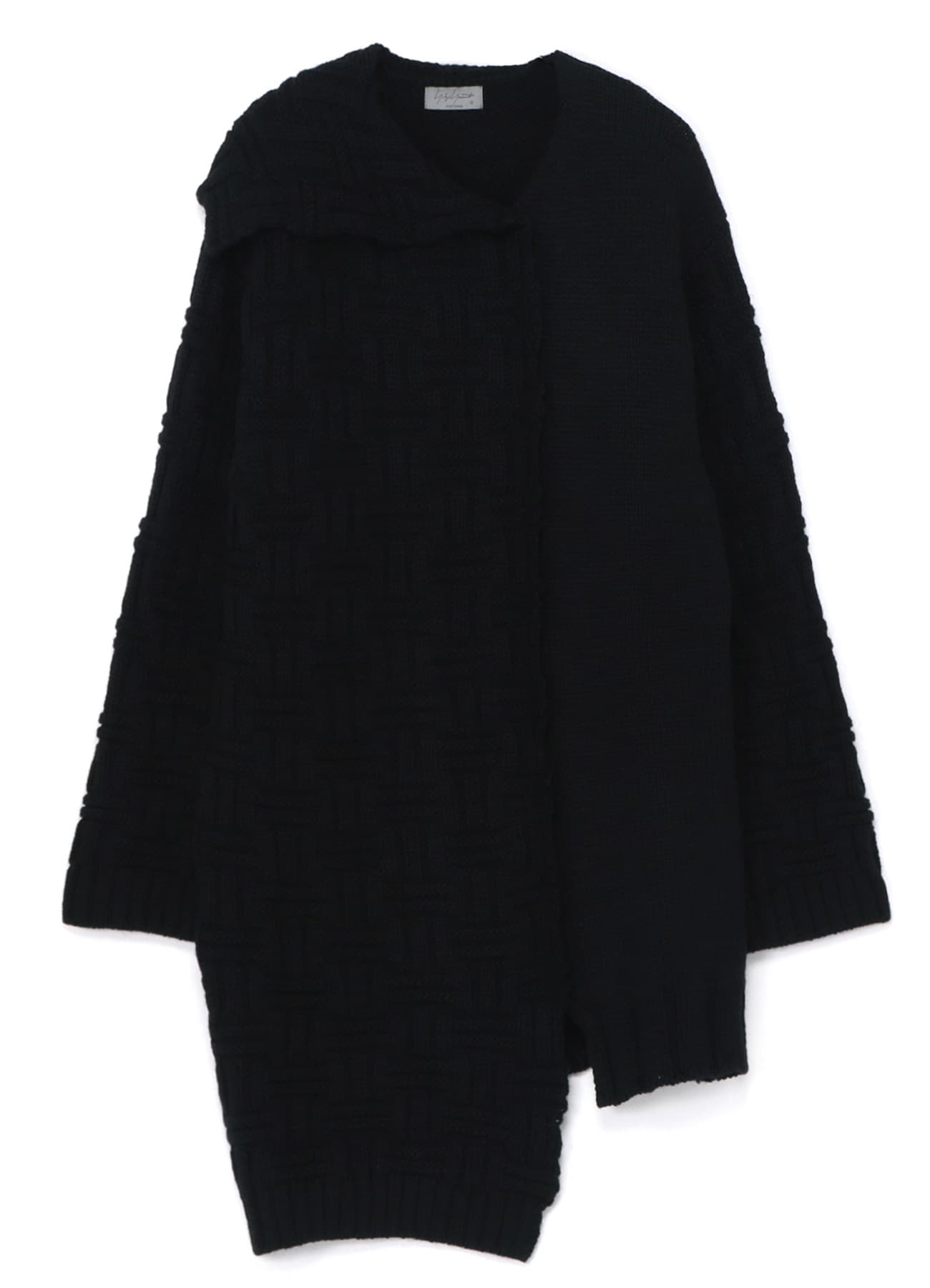 3G PATTERN KNIT SWITCH ROUND NECK NOT FIXED COLLAR(M Black): Yohji