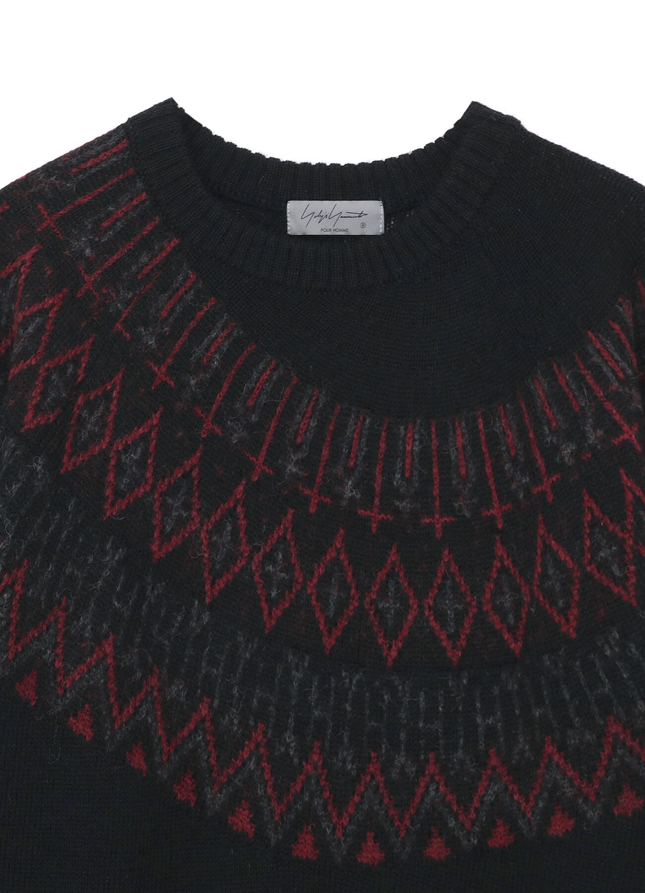 5G NORDIC KNIT AFFERENT ROUND NECK(FREE SIZE Black): Yohji