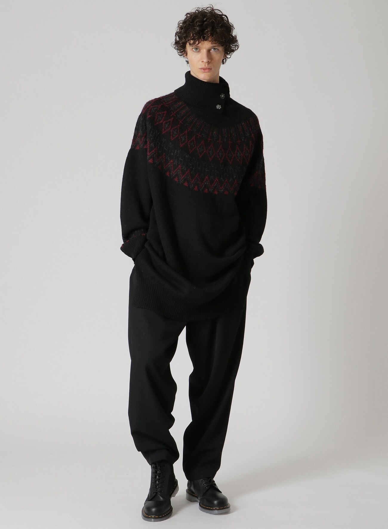 5G NORDIC KNIT AFFERENT TURTLE(FREE SIZE Black): Yohji Yamamoto