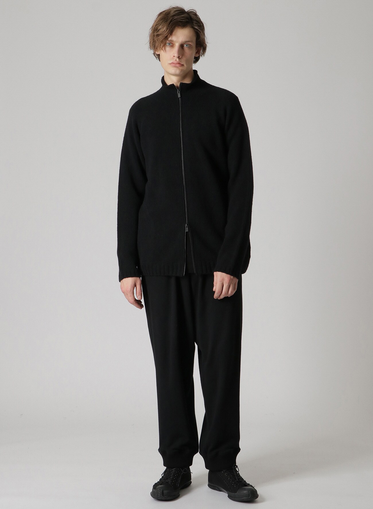 5G NORDIC KNIT FRONT OPEN AFFERENT TURTLE(FREE SIZE Black): Yohji