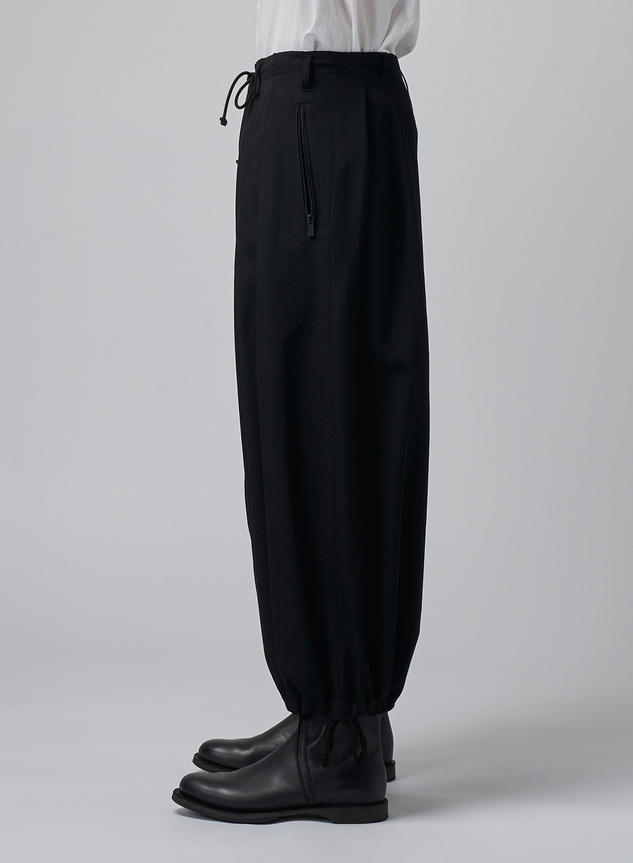 WOOL GABARDINE BALLOON PANTS(S Black): Yohji Yamamoto POUR HOMME