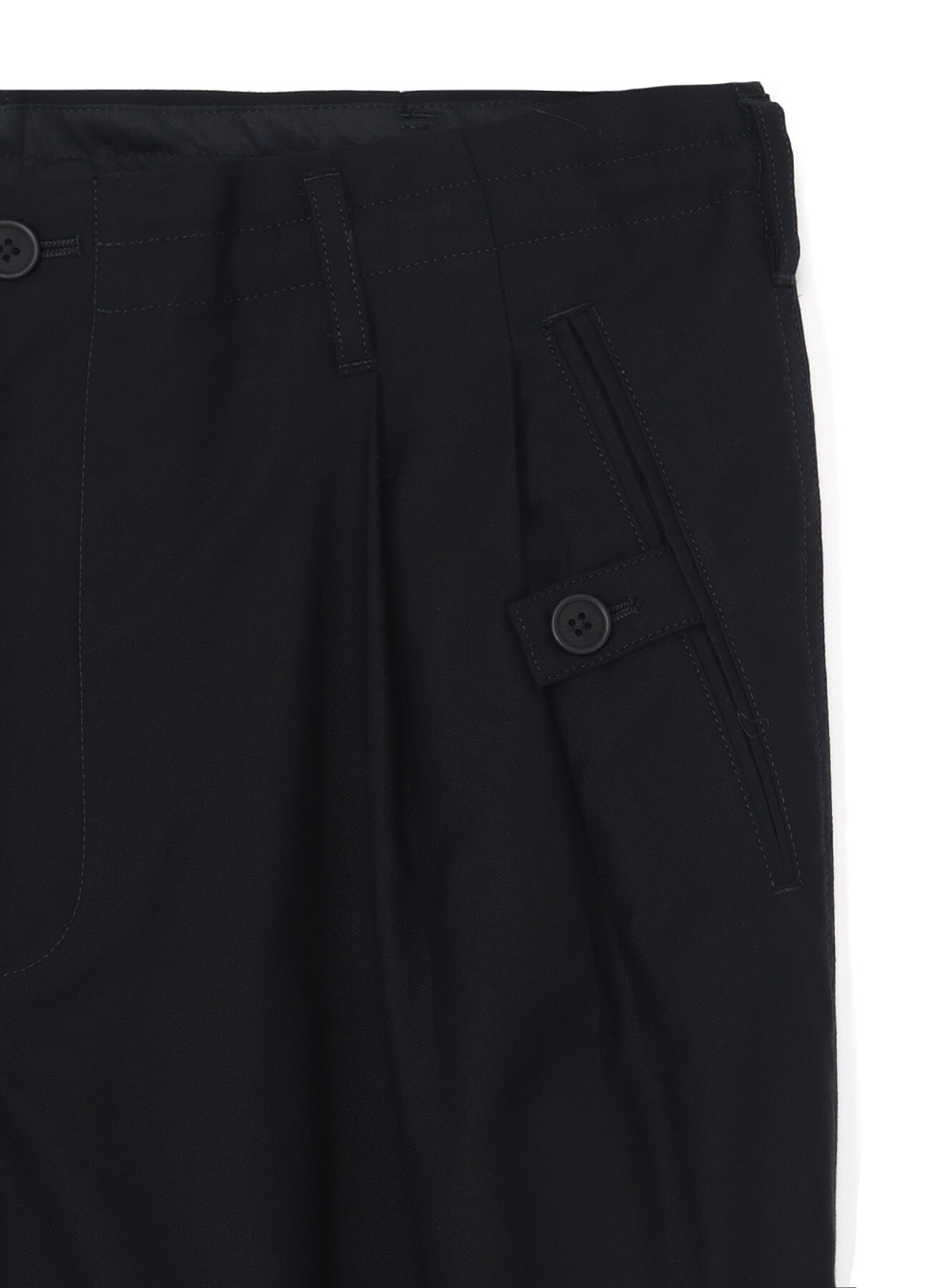 COTTON TWILL PANTS WITH TAB DETAILS(S Black): Yohji Yamamoto POUR