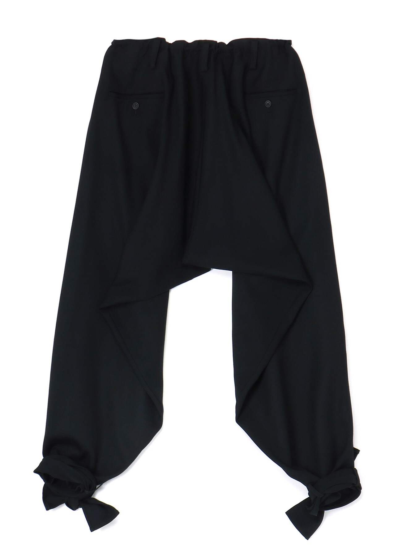 ARMY GABARDINE TWISTED HEM DRAPED PANTS(XS Black): Yohji Yamamoto