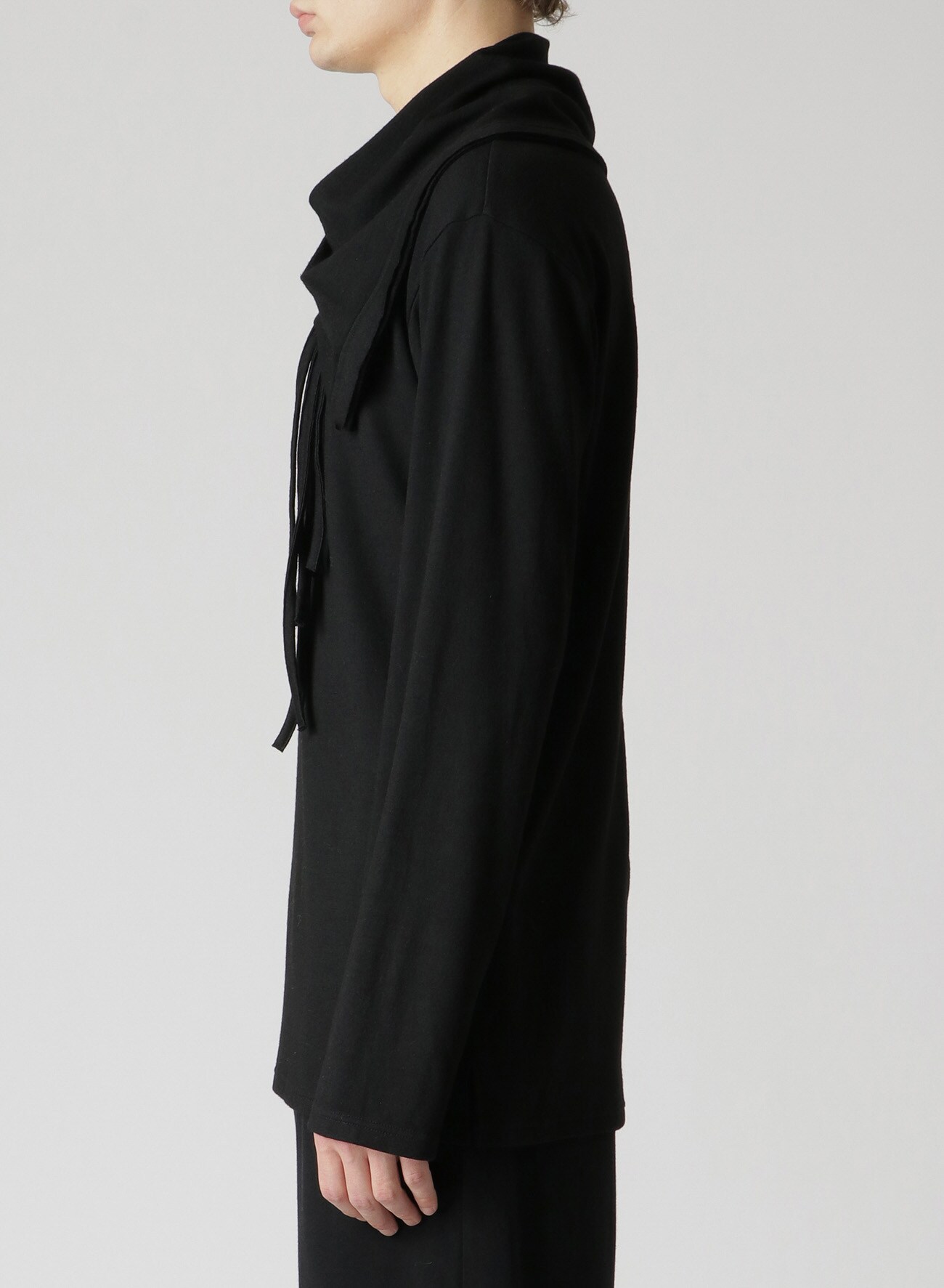 DRAPED HENLEY NECK T SHIRT(FREE SIZE Black): Yohji Yamamoto POUR