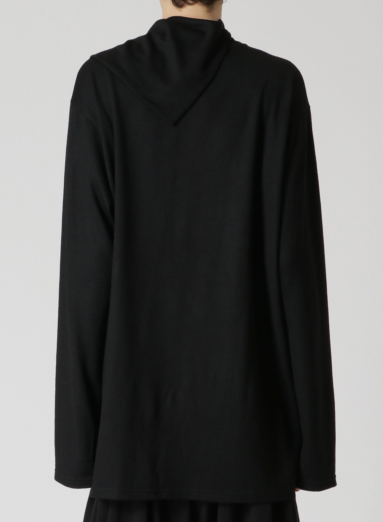 DRAPED HIGH NECK T SHIRT(FREE SIZE Black): Yohji Yamamoto POUR