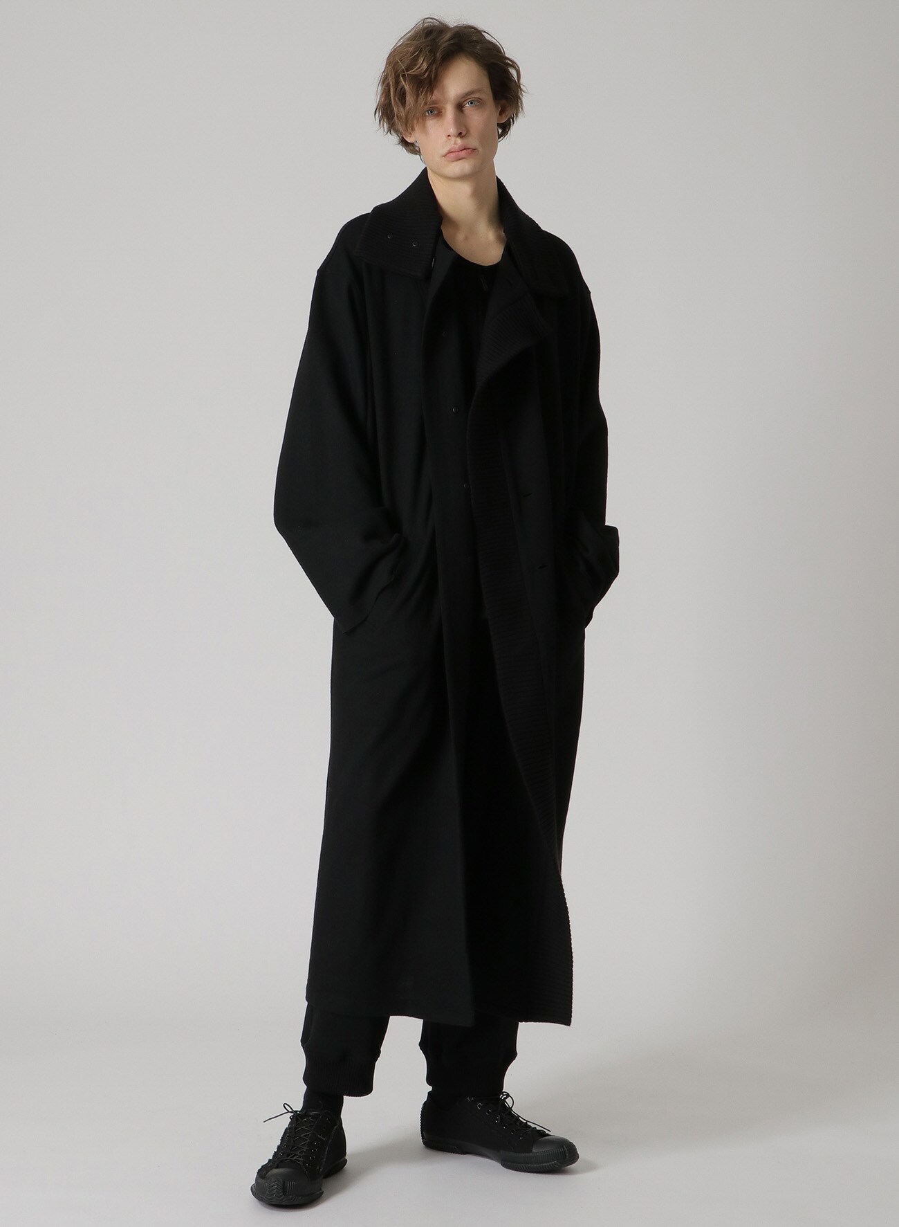 SPECIAL SOFT CRADED 1/14 PS LAYERED LIKE LONG COAT(FREE SIZE Black