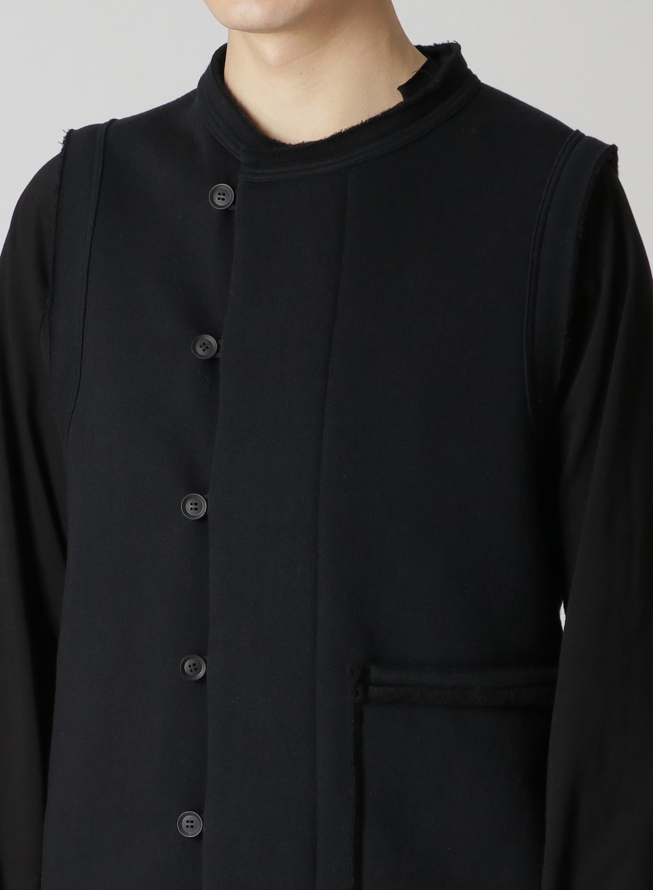 CTN/W HUNG FLEECE CUT OFF VEST(FREE SIZE Black): Yohji Yamamoto