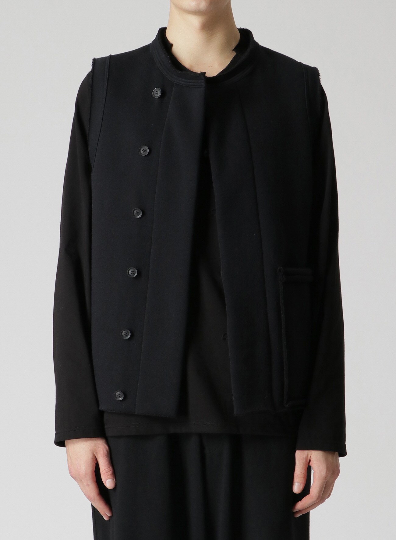 CTN/W HUNG FLEECE CUT OFF VEST(FREE SIZE Black): Yohji Yamamoto