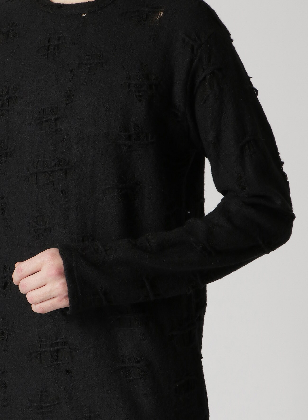 ROUND NECK LONG SLEEVE T SHIRT(FREE SIZE Black): Yohji Yamamoto