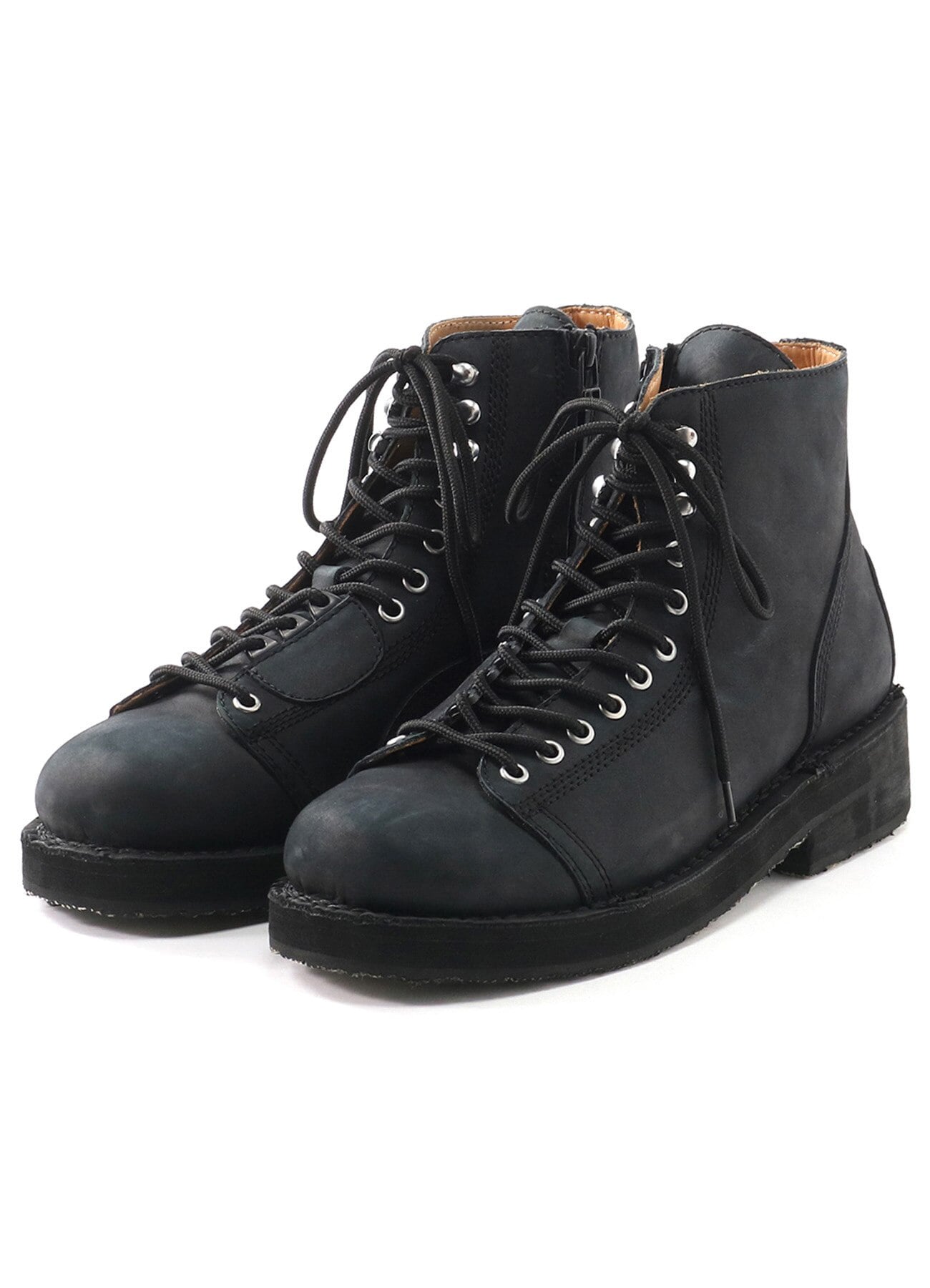 MAT SMOOTH LEATHER FASTENER BIKER'S BOOTS