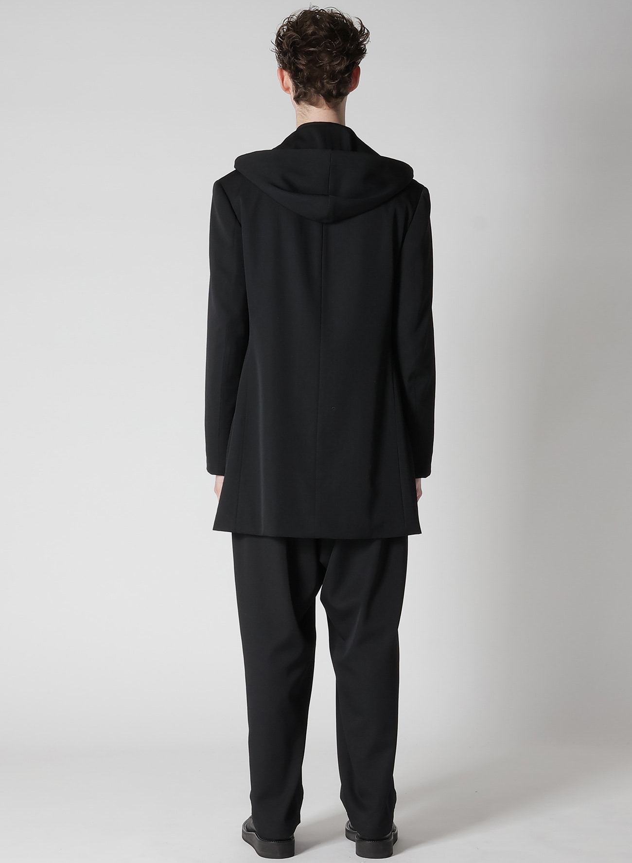 WOOL GABARDINE W HOODED JACKET