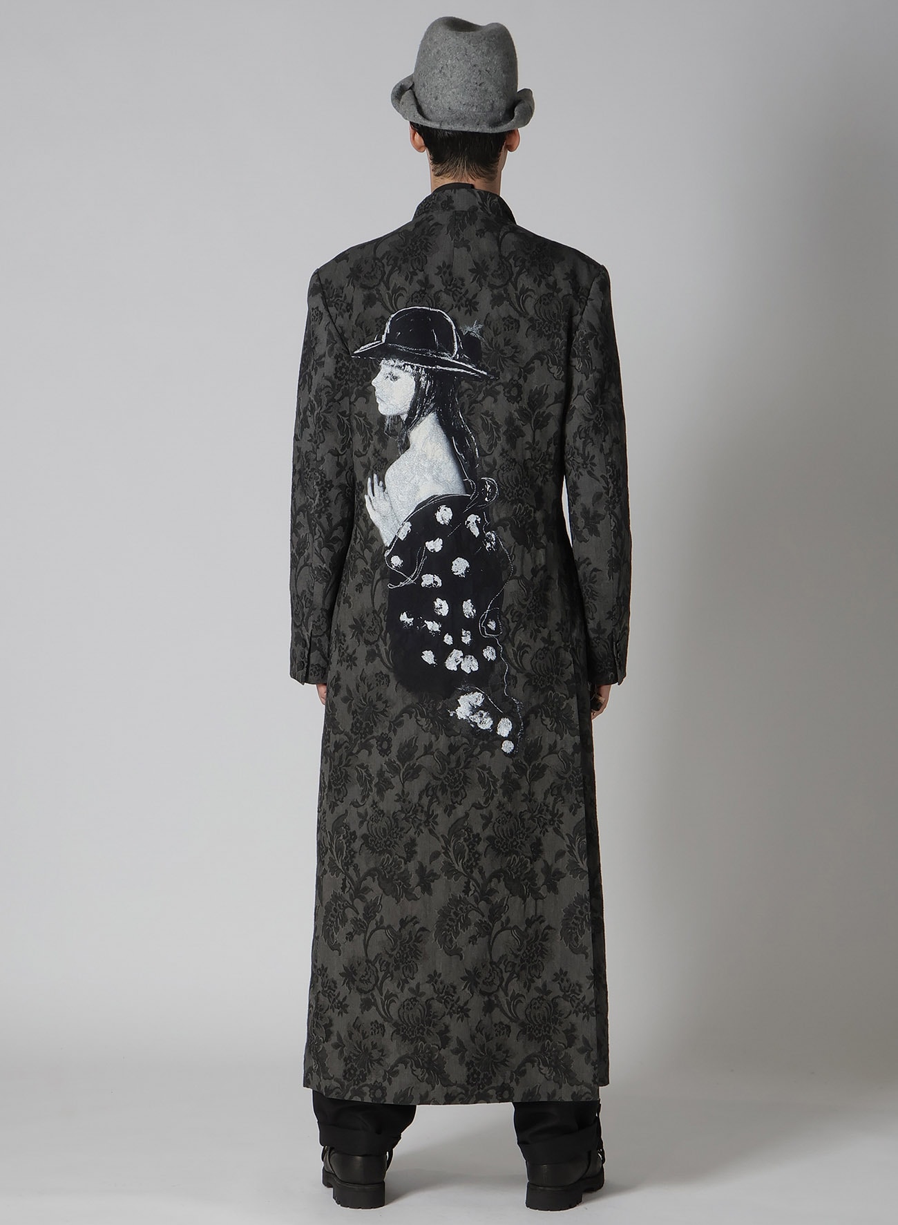 COTTON GOBELIN  PATTERN BELTED LONG JACKET