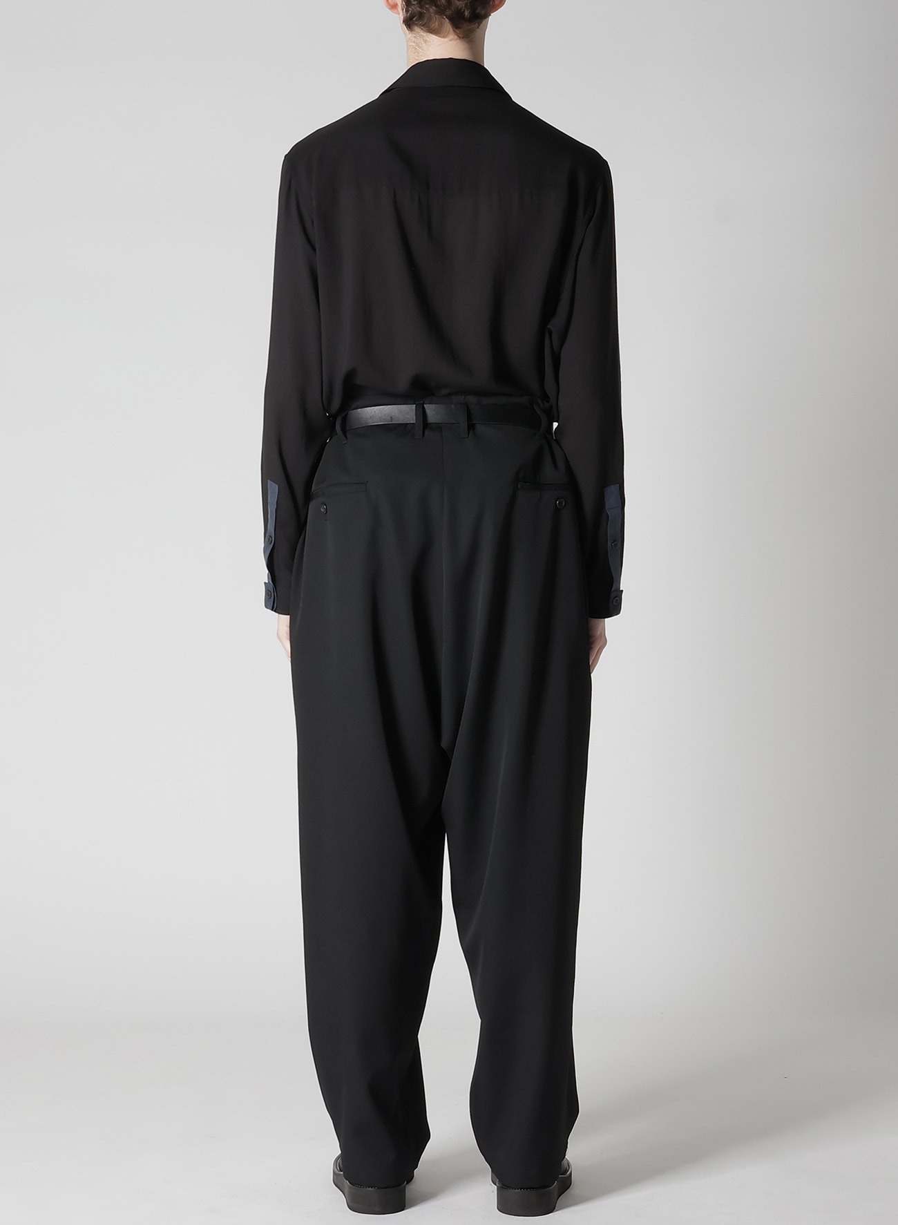 WOOL GABARDINE SIDE TUCK PANTS