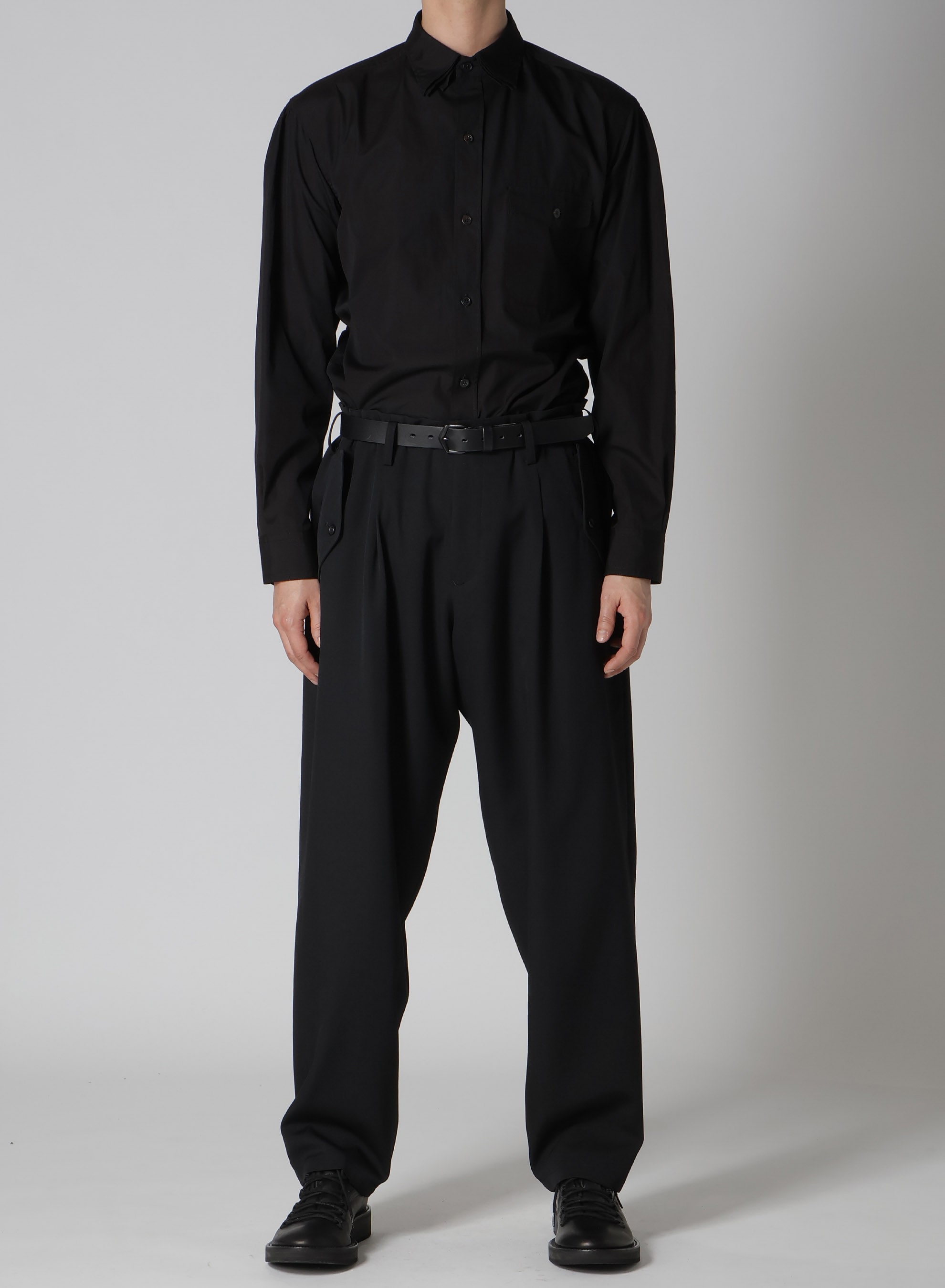 WOOL GABARDINE HEM TAB GABARDINE PANTS