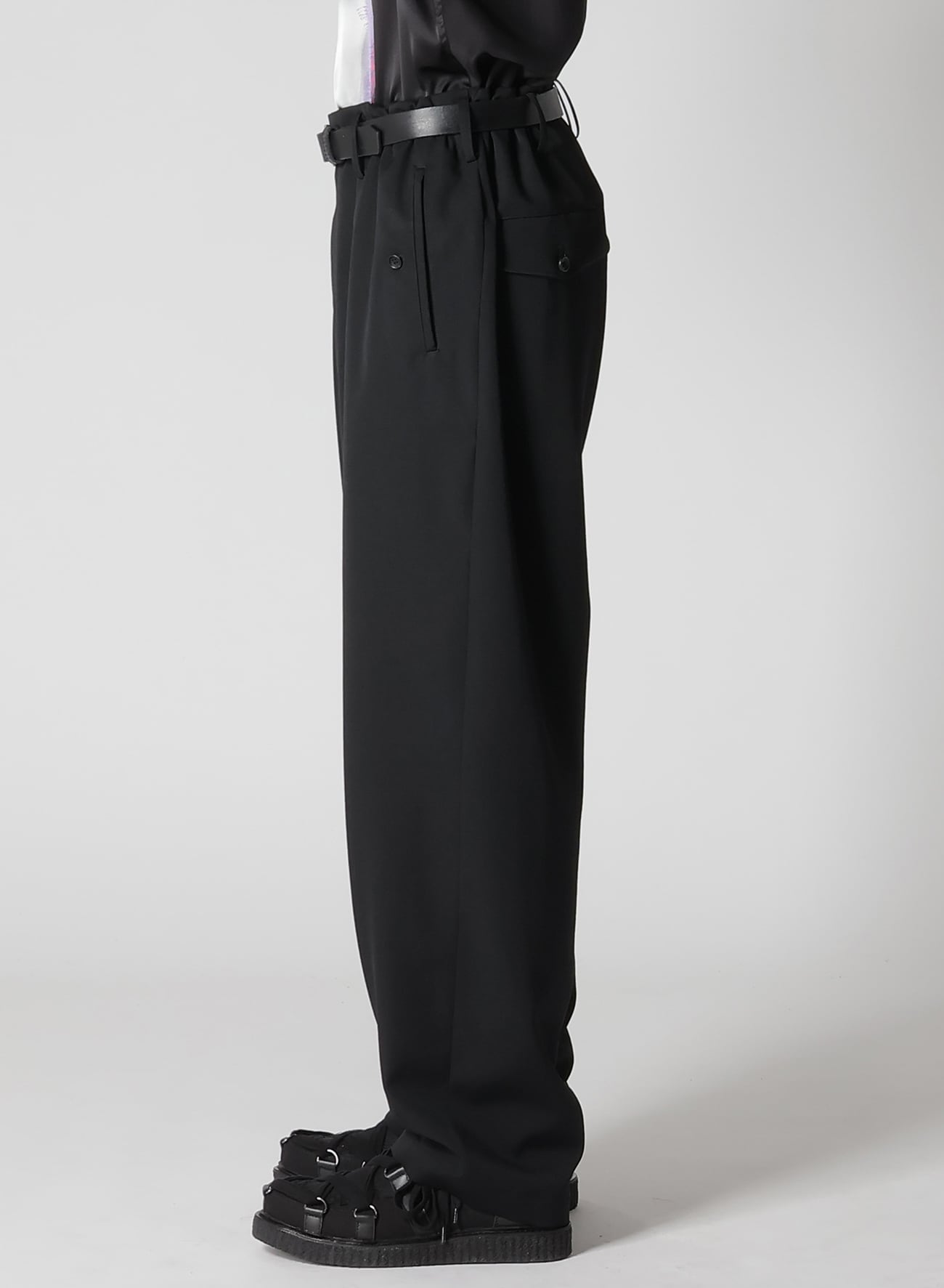 WOOL GABARDINE WIDE STRING PANTS