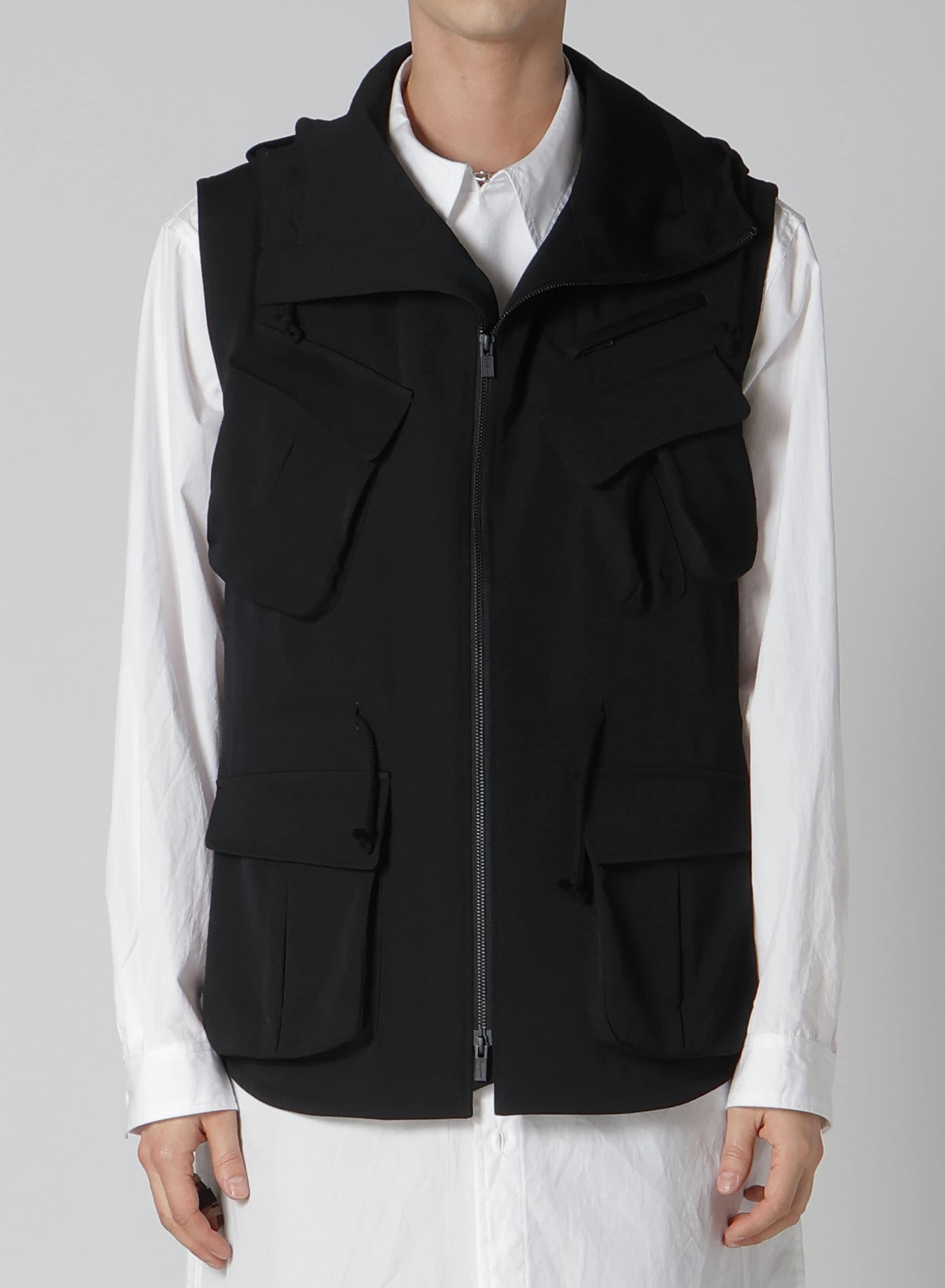 WOOL GABARDINE HOODED VEST