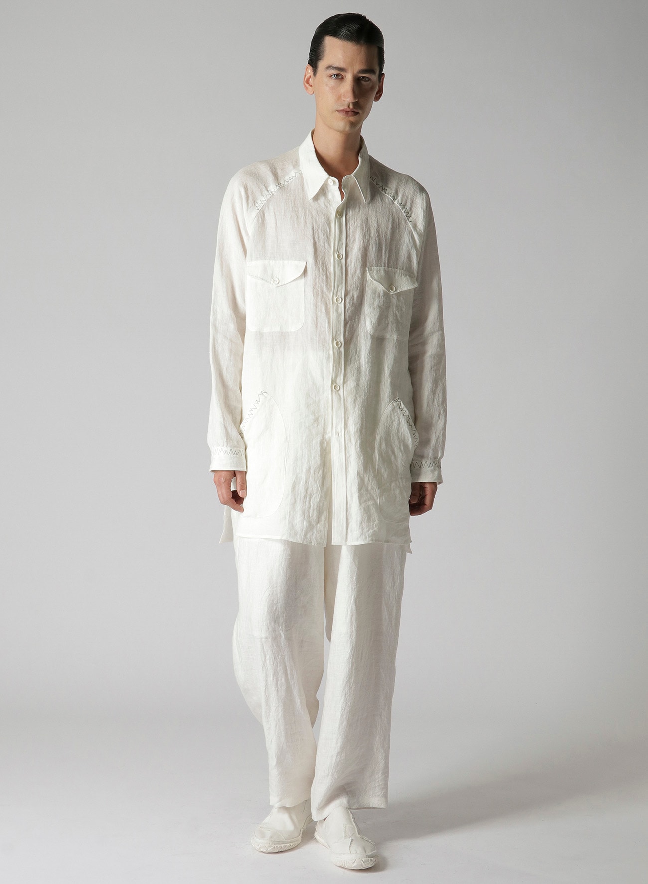 Yohji Yamamoto Lawn panelled shirt - White