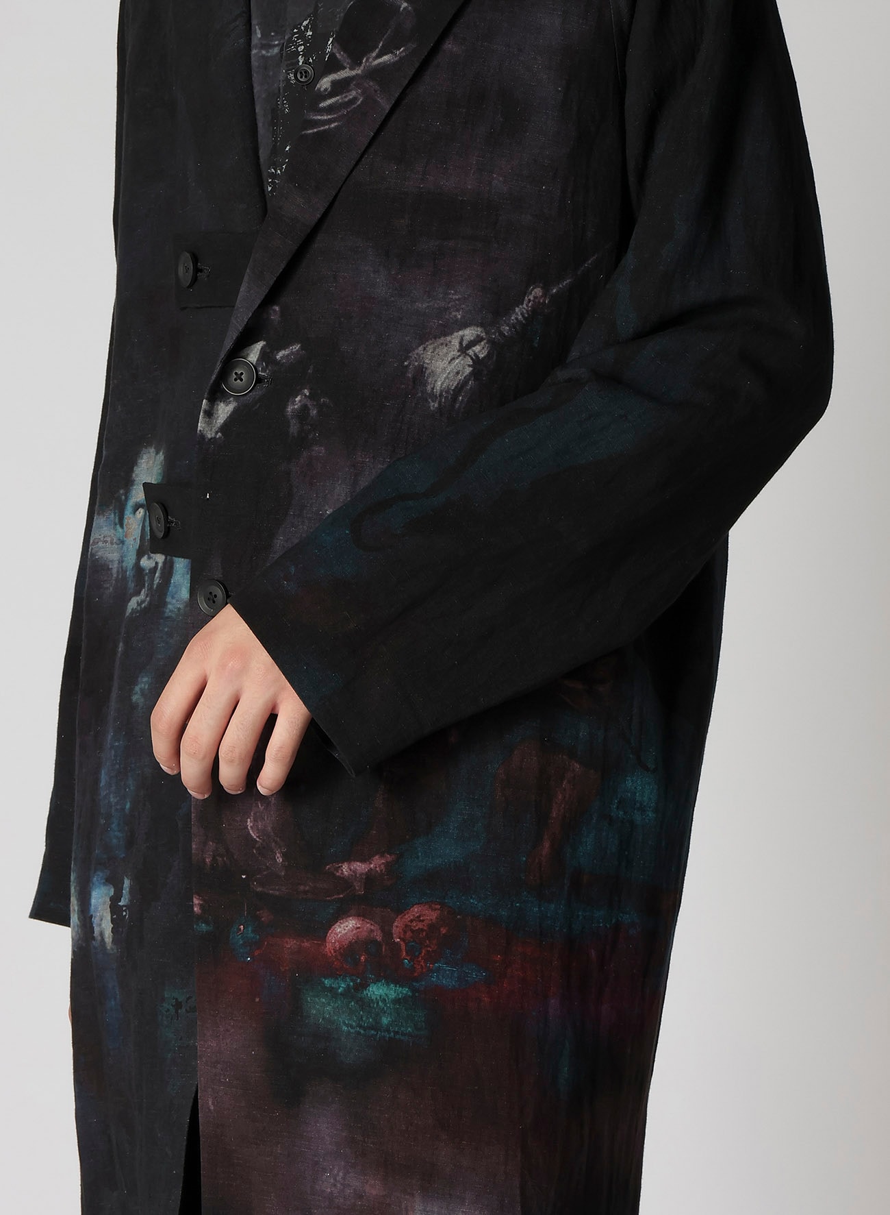 TAB ATTACHED PRINTED JACKET(S Black): Yohji Yamamoto POUR HOMME 
