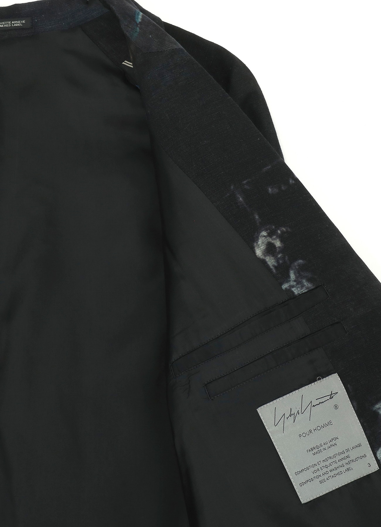 TAB ATTACHED PRINTED JACKET(S Black): Yohji Yamamoto POUR HOMME 