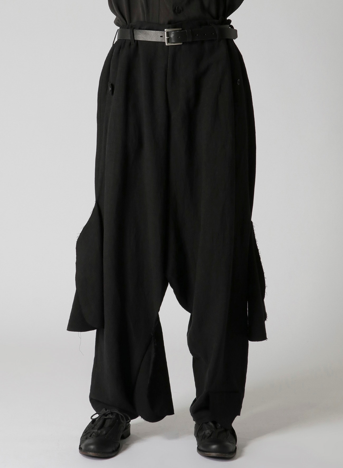 LI/RYCANVAS G-FLAP SAROUEL PANTS(S Black): Yohji Yamamoto POUR 