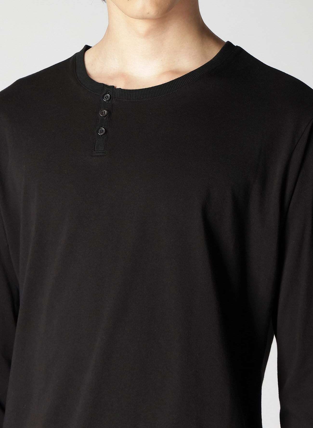 30/-COMBED SINGLE JERSEY HENRY ROUND NECK LONG SLEEVE T