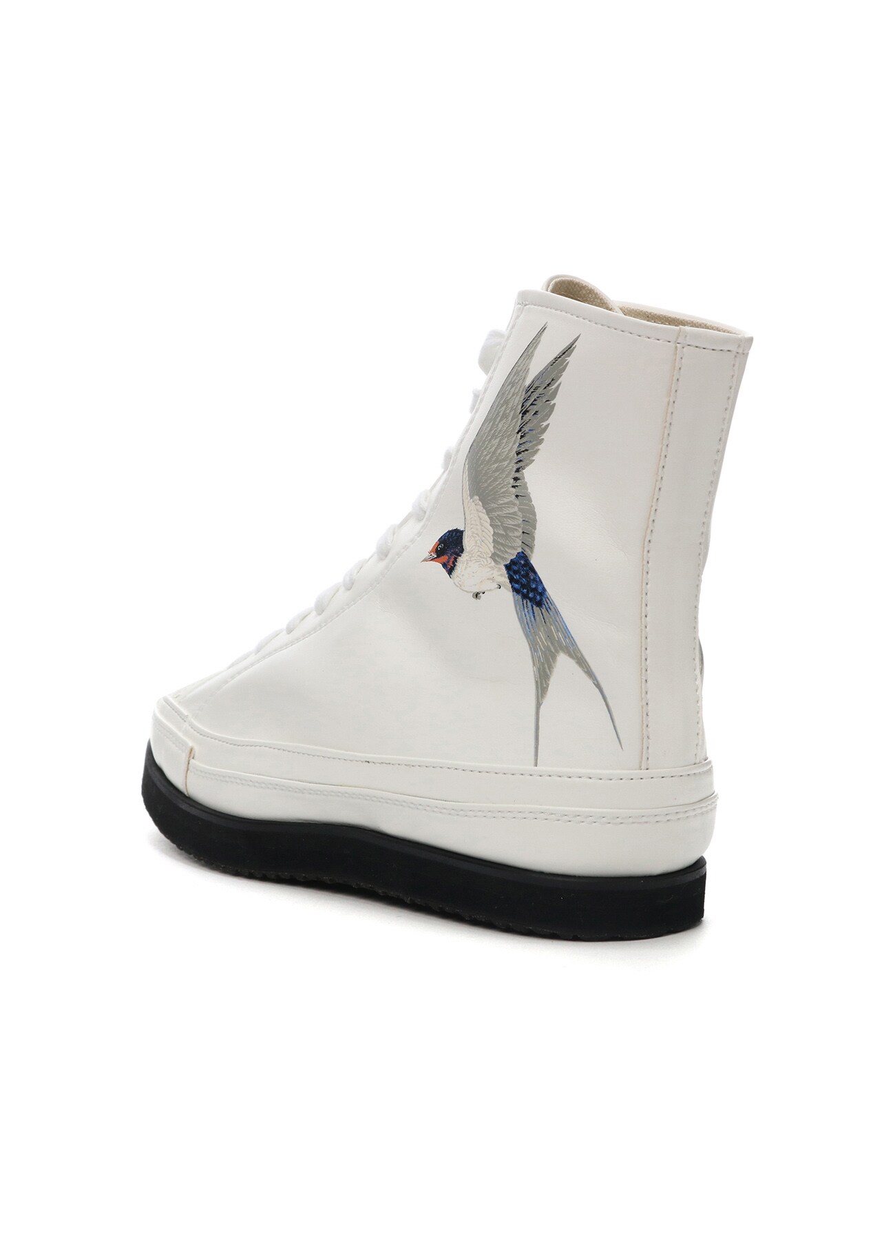 SWALLOW PRINT FAKE LEATHER HIGH TOP SNEAKER