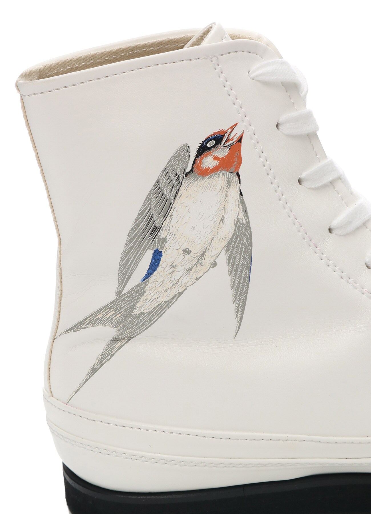 SWALLOW PRINT FAKE LEATHER HIGH TOP SNEAKER