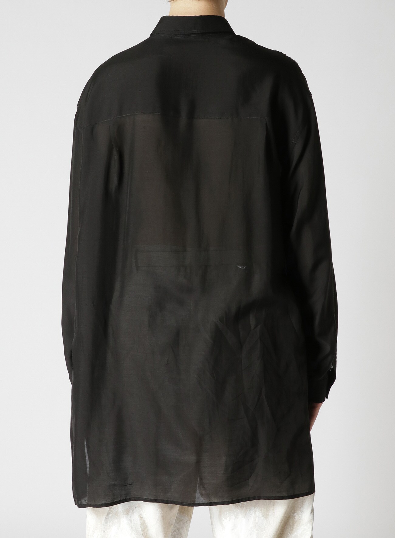 CURPO/SILK LAWN SHIRT WITH FRONT PLACKET(M Black): Yohji Yamamoto