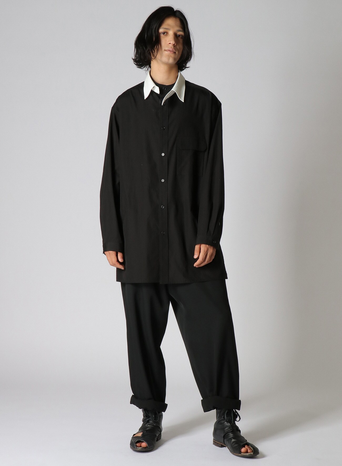 100/2 BROAD SPARE COLLAR B(M Black): Yohji Yamamoto POUR HOMME