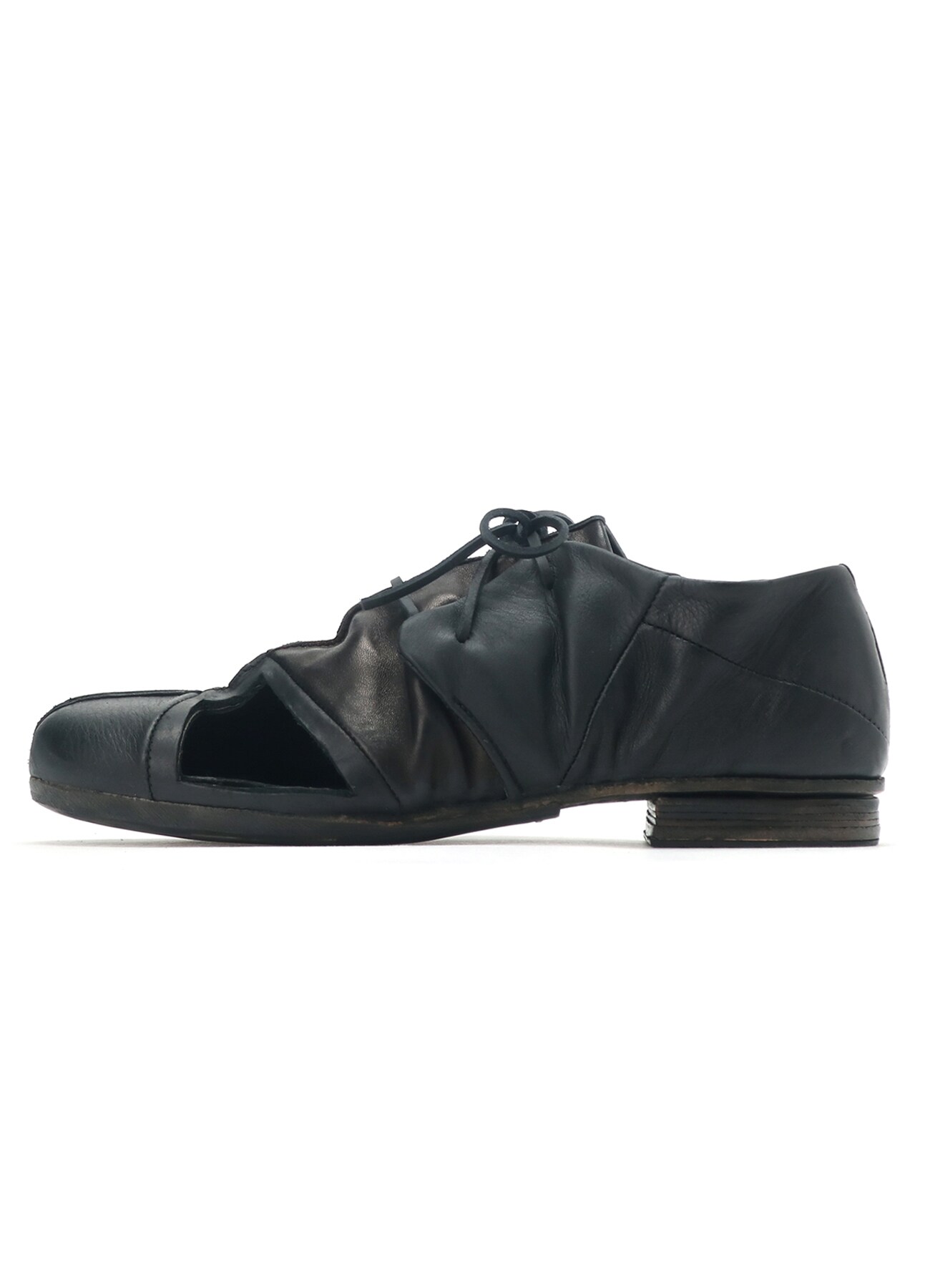 BLACK GOAT LEATHER PATCHWORK SHOES