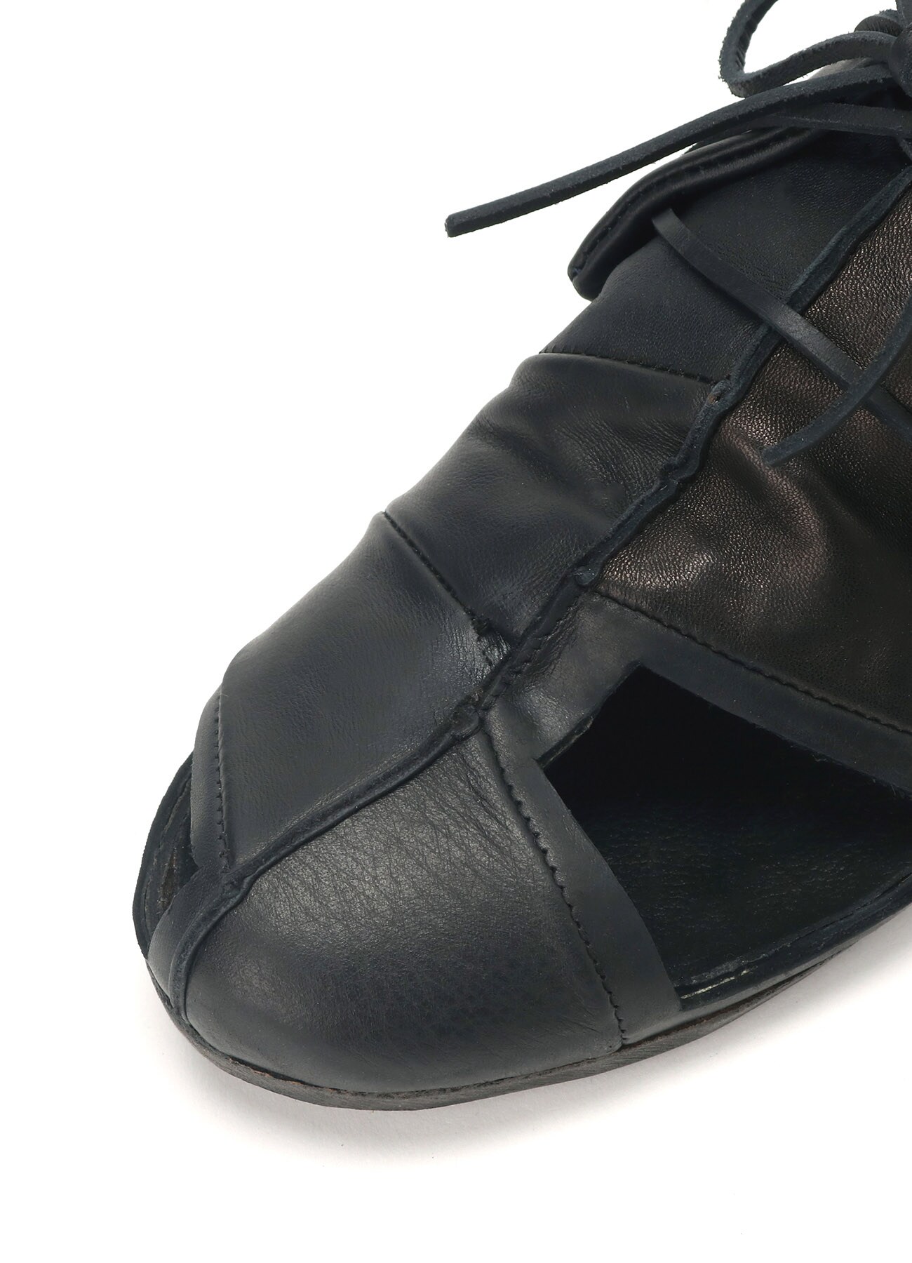 BLACK GOAT LEATHER PATCHWORK SHOES