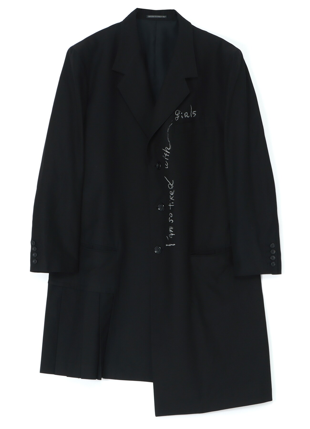 HIGH TWIST COTTON/CUPRO GABARDINE EMBROIDERED COAT WITH PLEATED