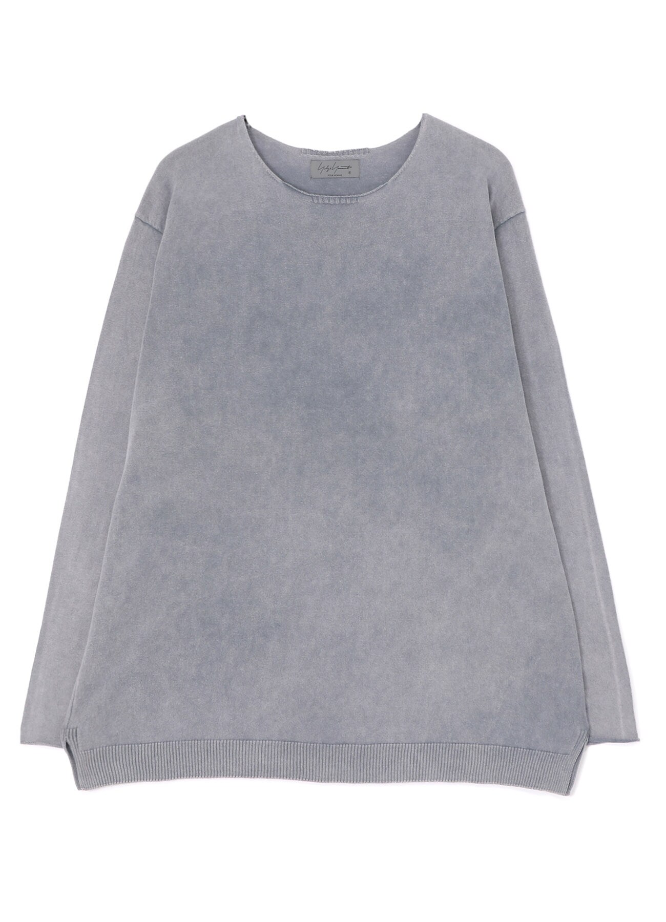 DISCHARGE PRINTED ROUND NECK LONG SLEEVE T-SHIRT