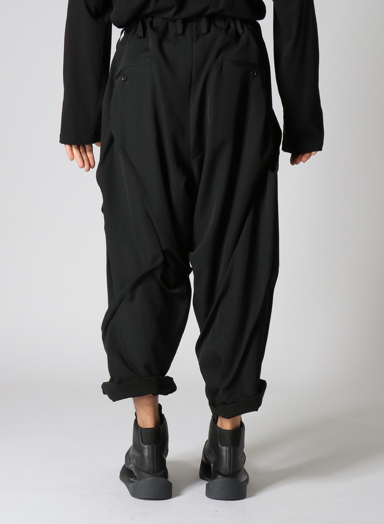 GABARDINE U-RANDOM TUCK P(S Black): Yohji Yamamoto POUR HOMME｜THE