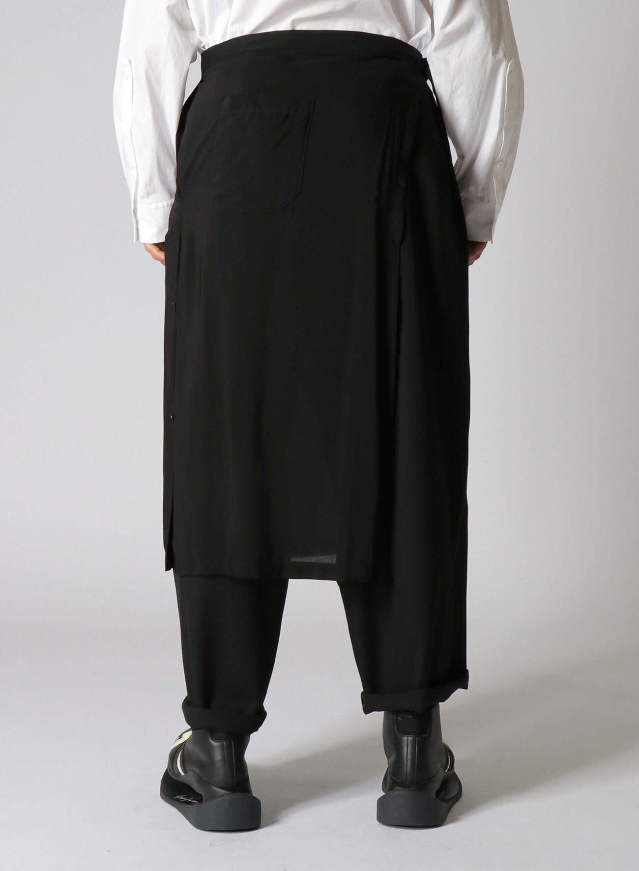 VISCOSE WRAP PANEL SKIRT(M Black): Yohji Yamamoto POUR HOMME｜THE