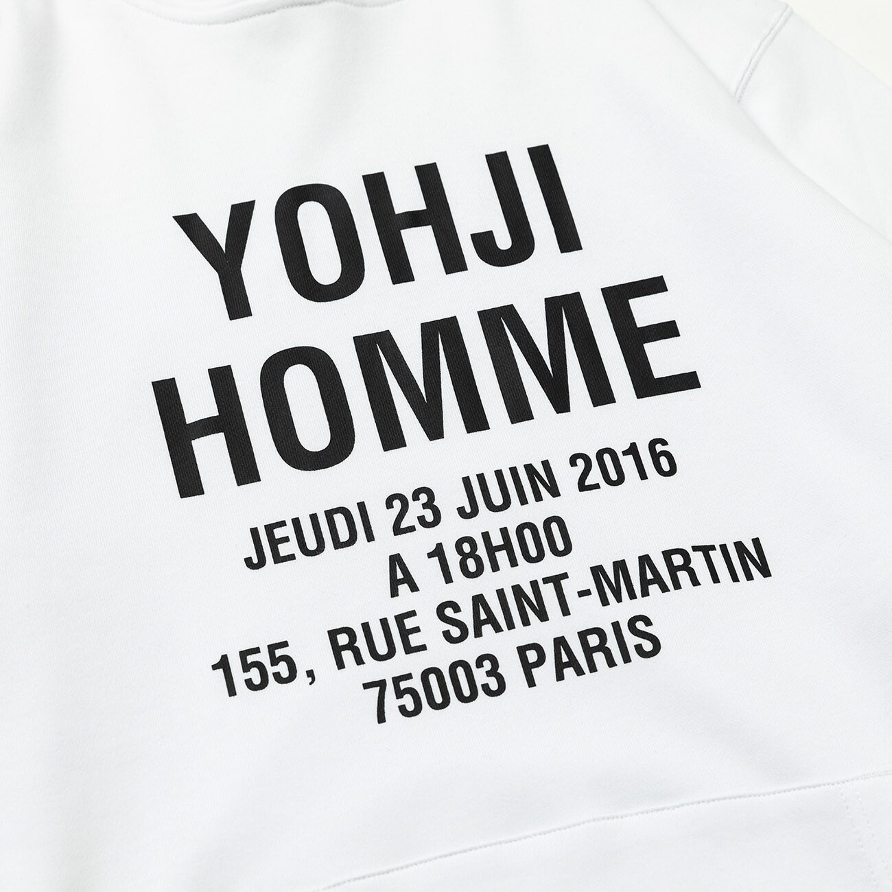 YOHJI HOMME PARIS ADDRESS WHITE HOODIE