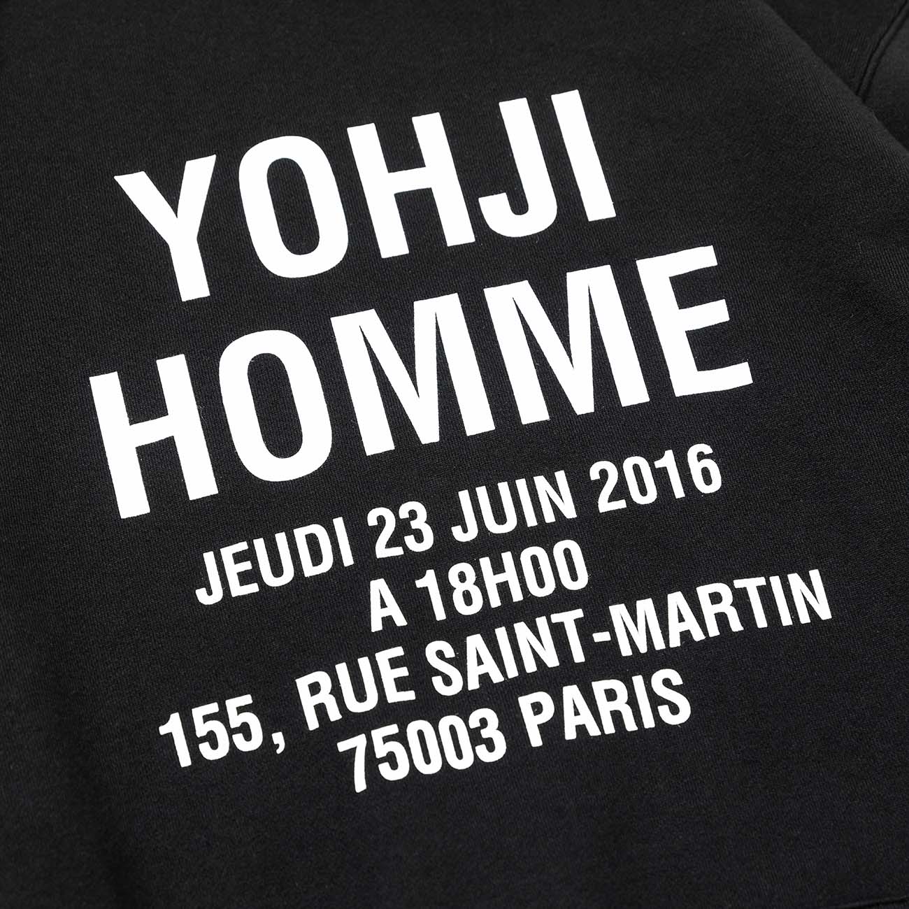 YOHJI HOMME PARIS ADDRESS BLACK HOODIE