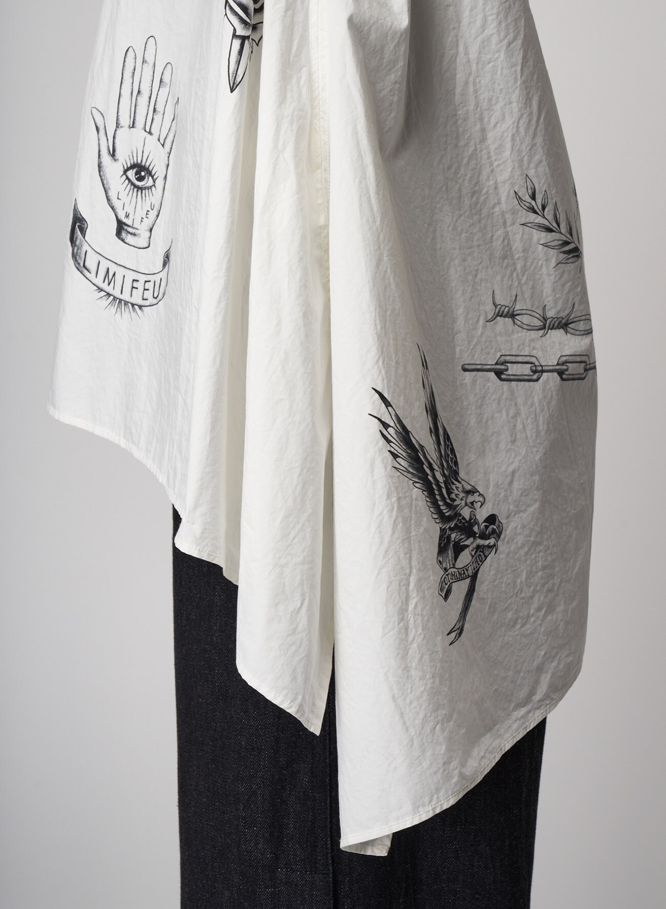 Tatoo Print-A Side Drape Shirt A