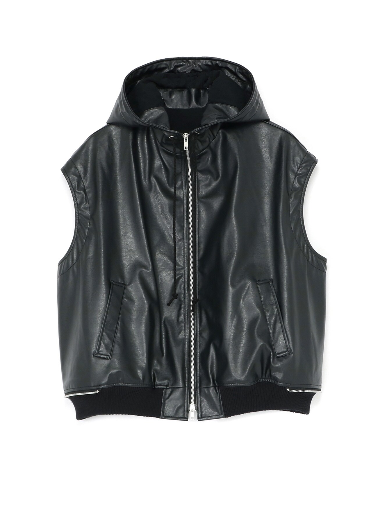 Fulling Cloth⁄Fake Leather Layered Blouson(S Black): LIMI feu｜THE SHOP  YOHJI YAMAMOTO