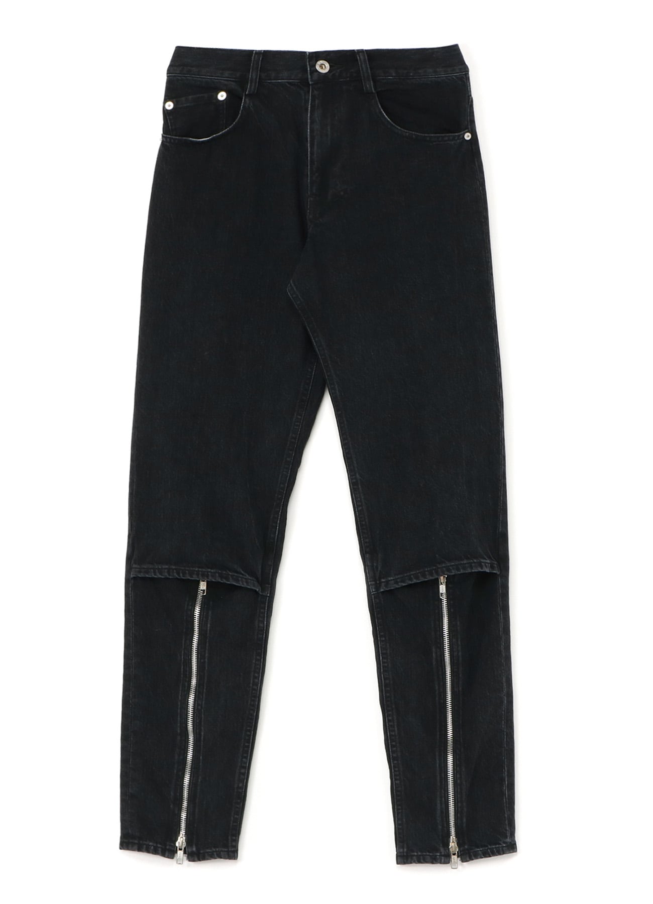 Black Denim Front Zip Pants
