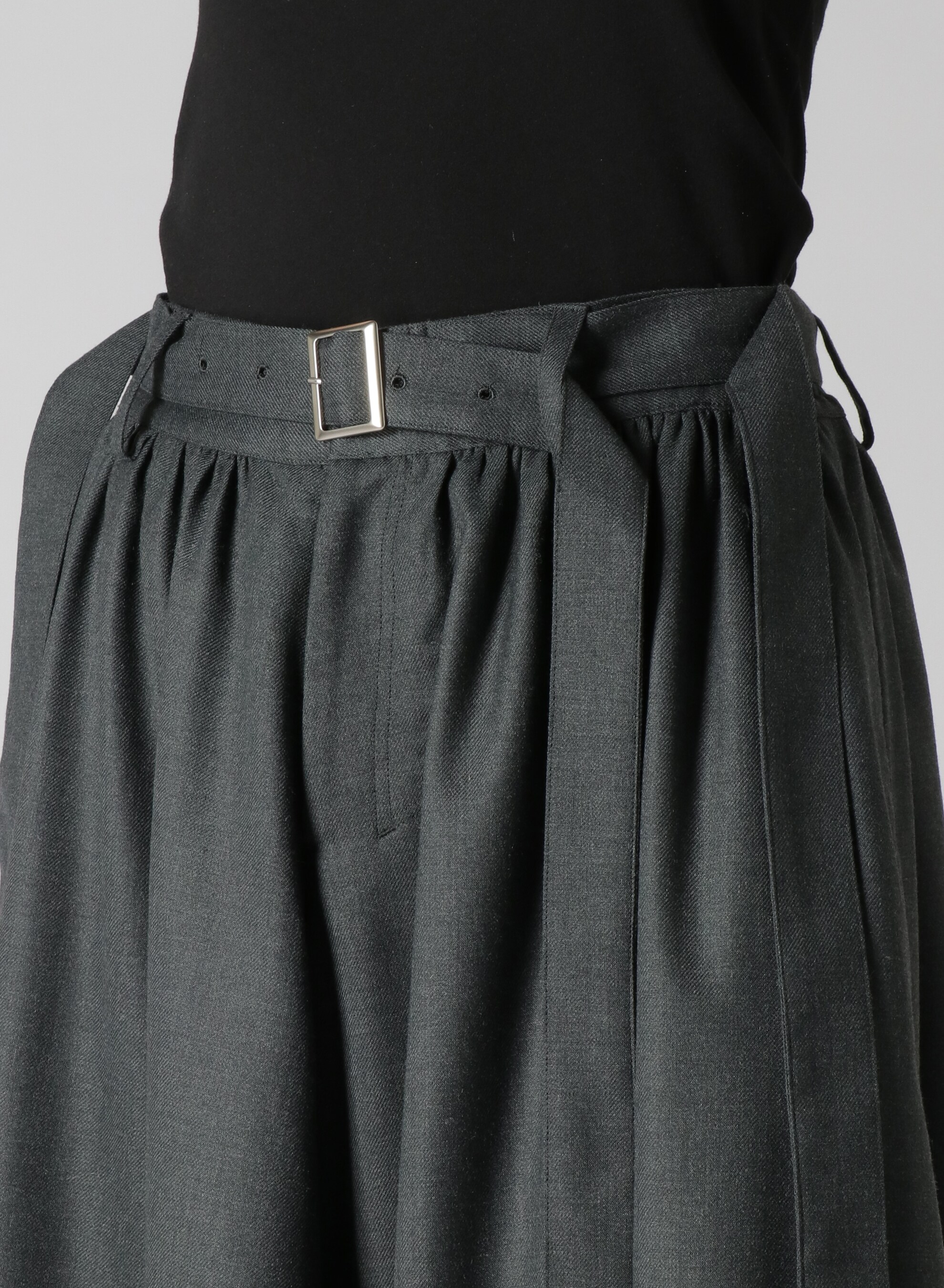 Grey Serge Pants Skirt With Belt
