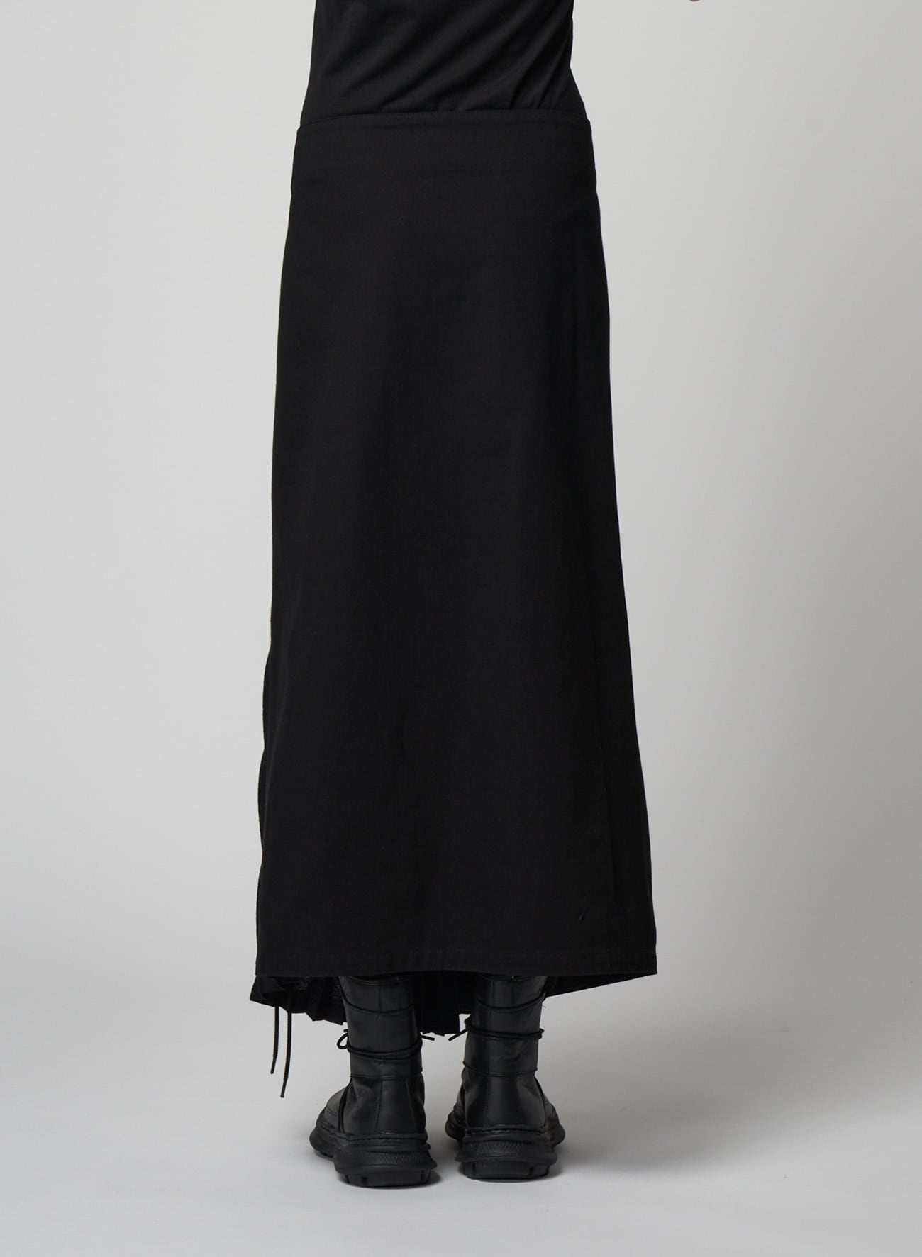 Denim + Viyella Combination Lace Up Pleats Skirt