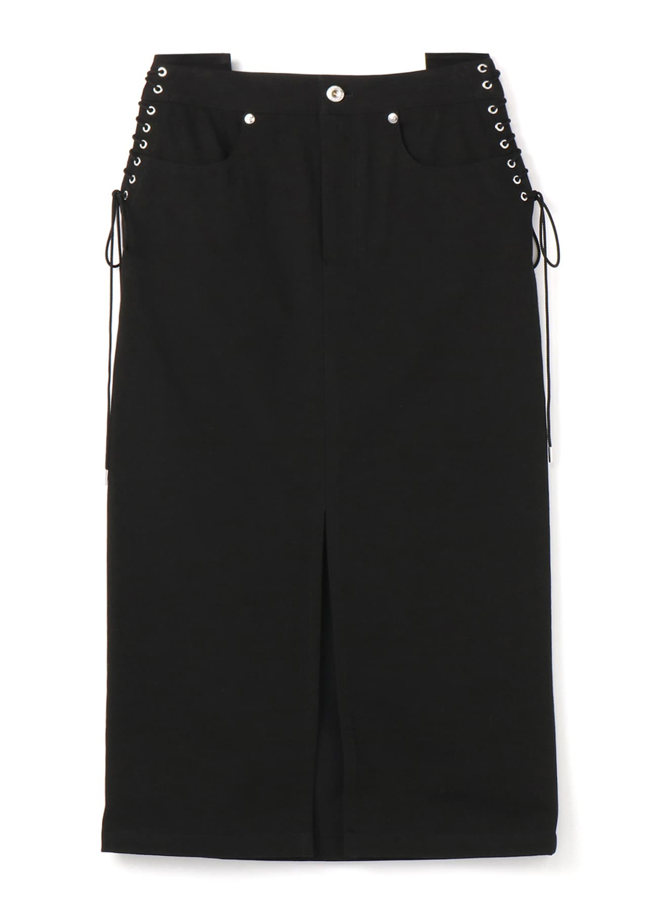 Black Denim Side Laced Tight Skirt