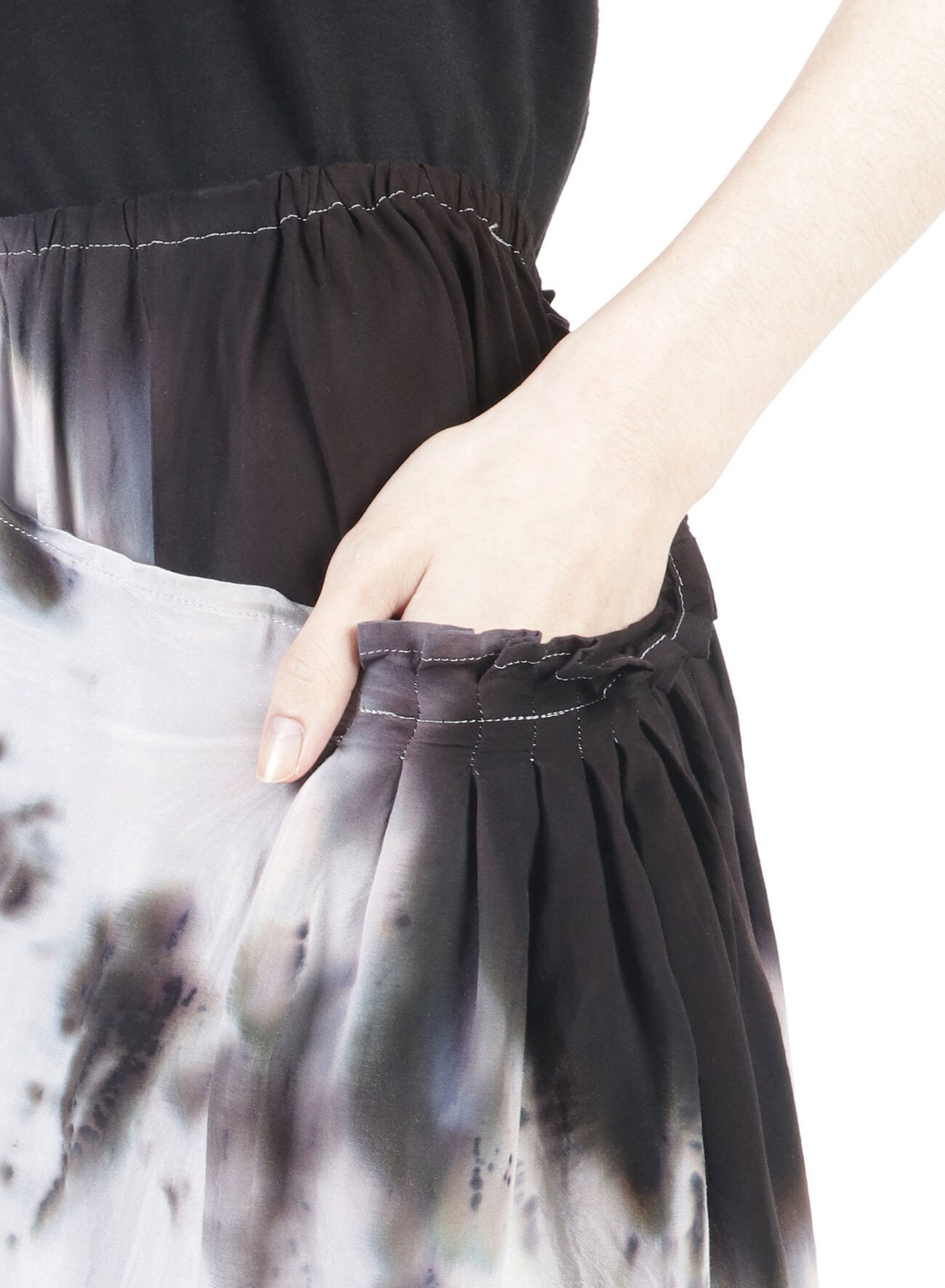 Blurred Dye Gather Wrap Skirt