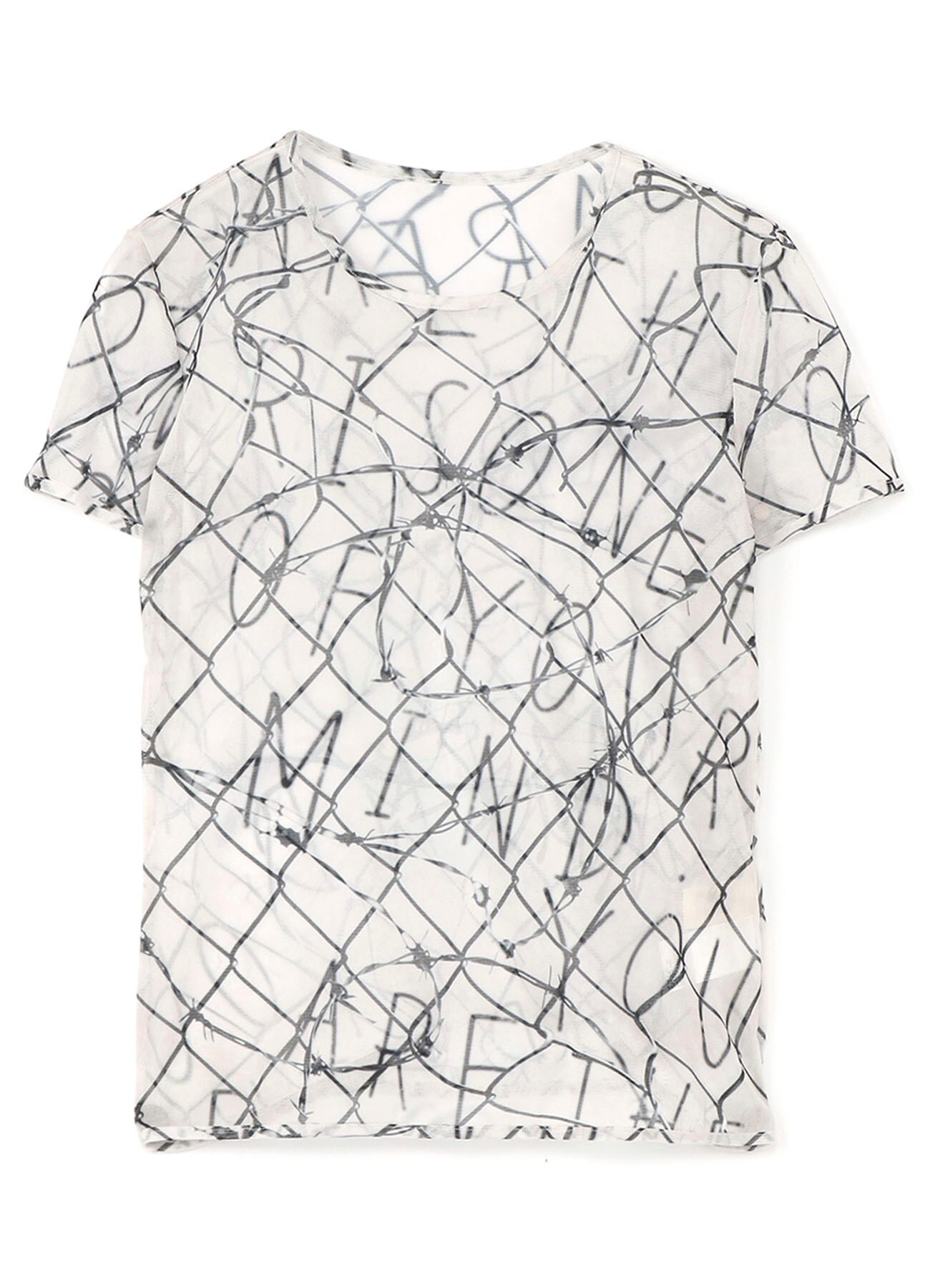 Wire Mesh Print Tight Short Sleeve T