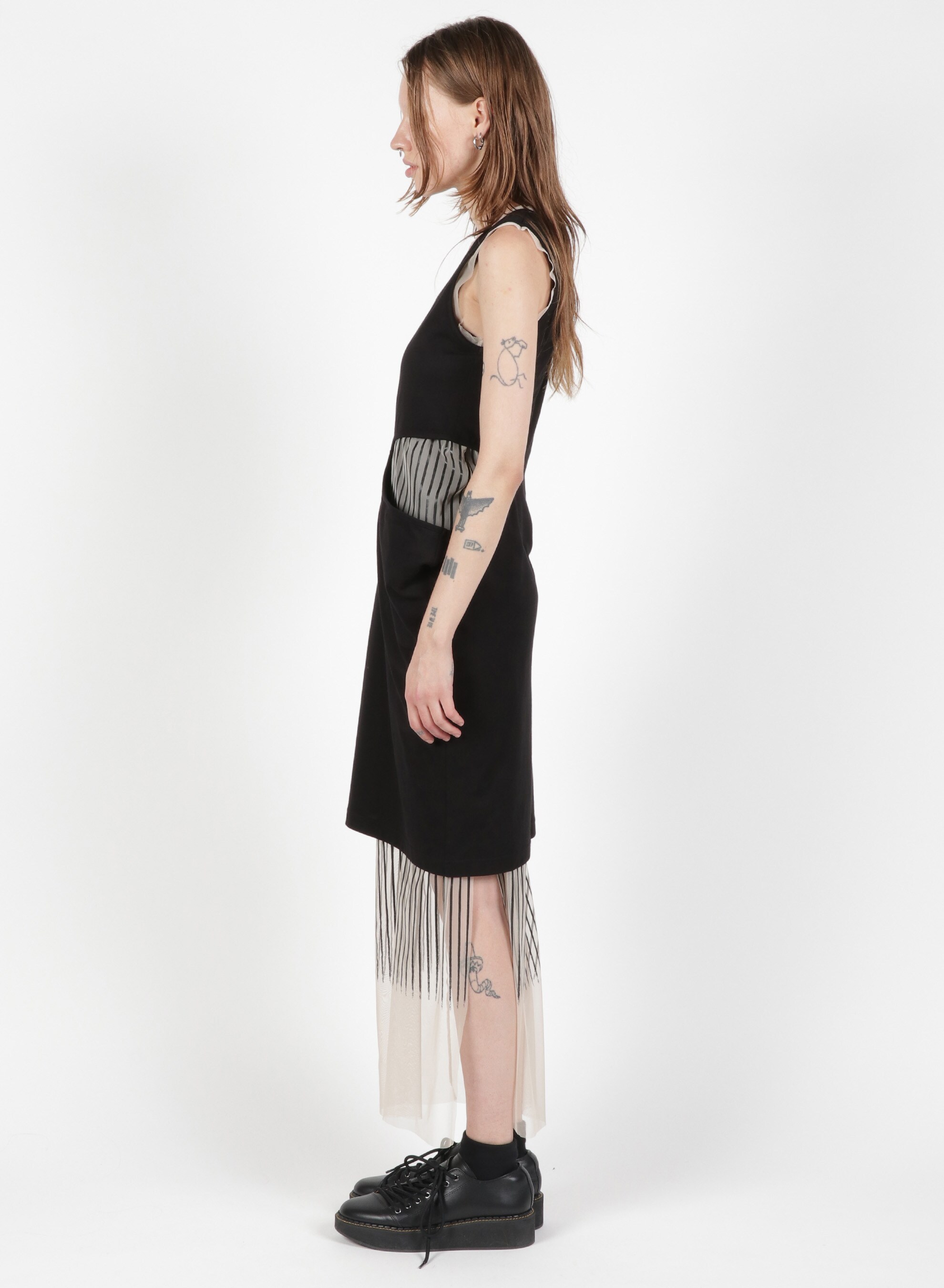 40/2C Soft PS+Stripe Print Layered Dress B