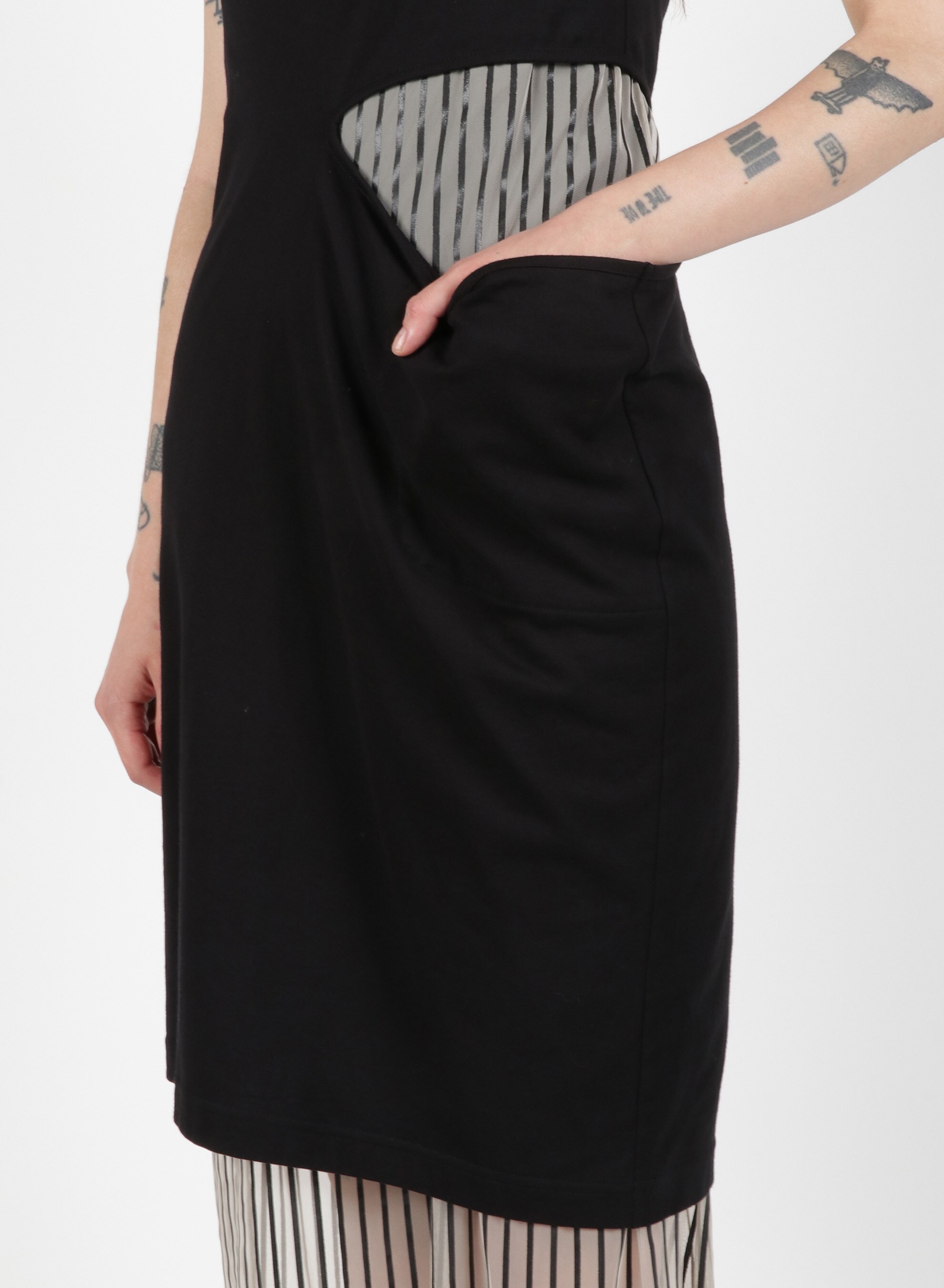 40/2C Soft PS+Stripe Print Layered Dress B