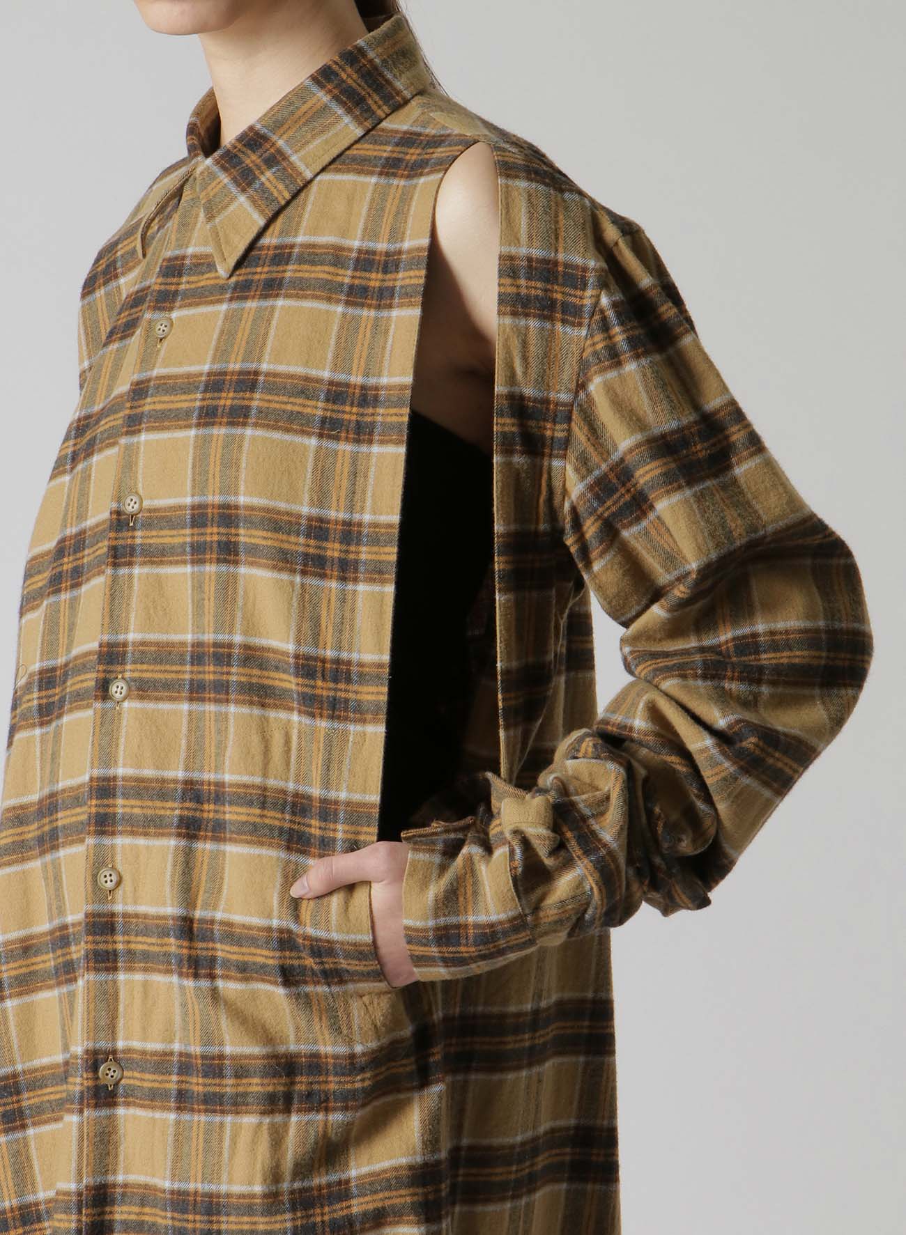 Asymmetric plaid 2025 shirt dress