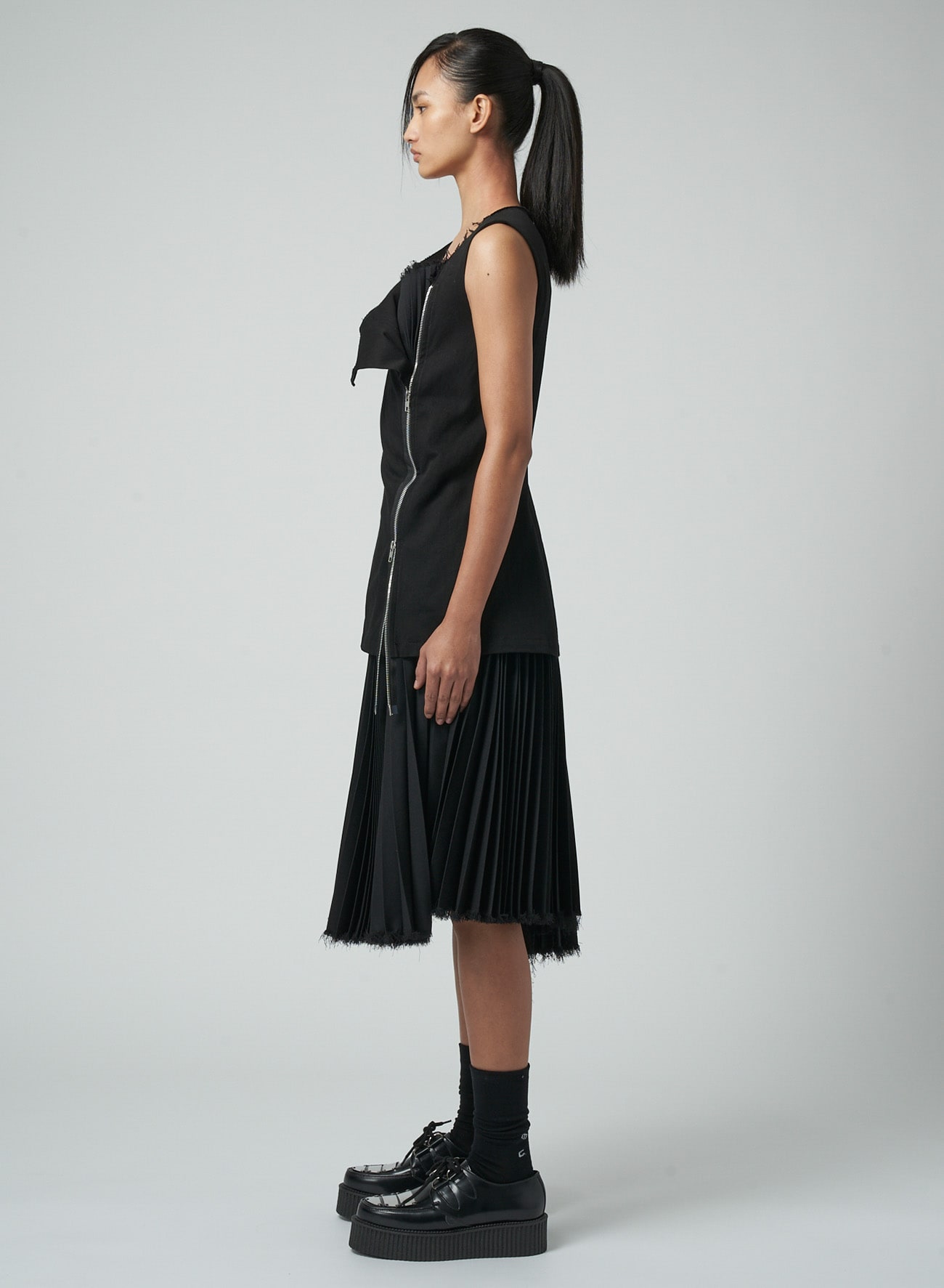 DRESS WITH PLEATED SKIRT